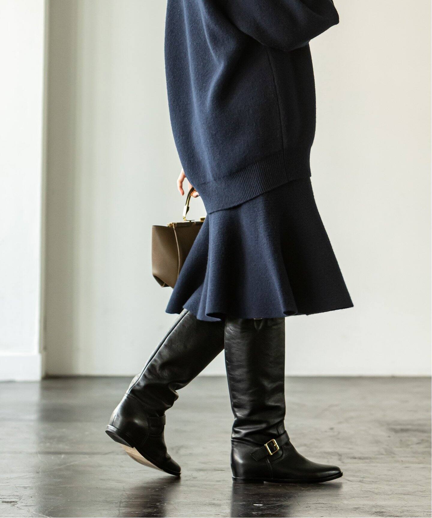 ウールスムースフレアニットスカート（ロング・マキシ丈スカート  