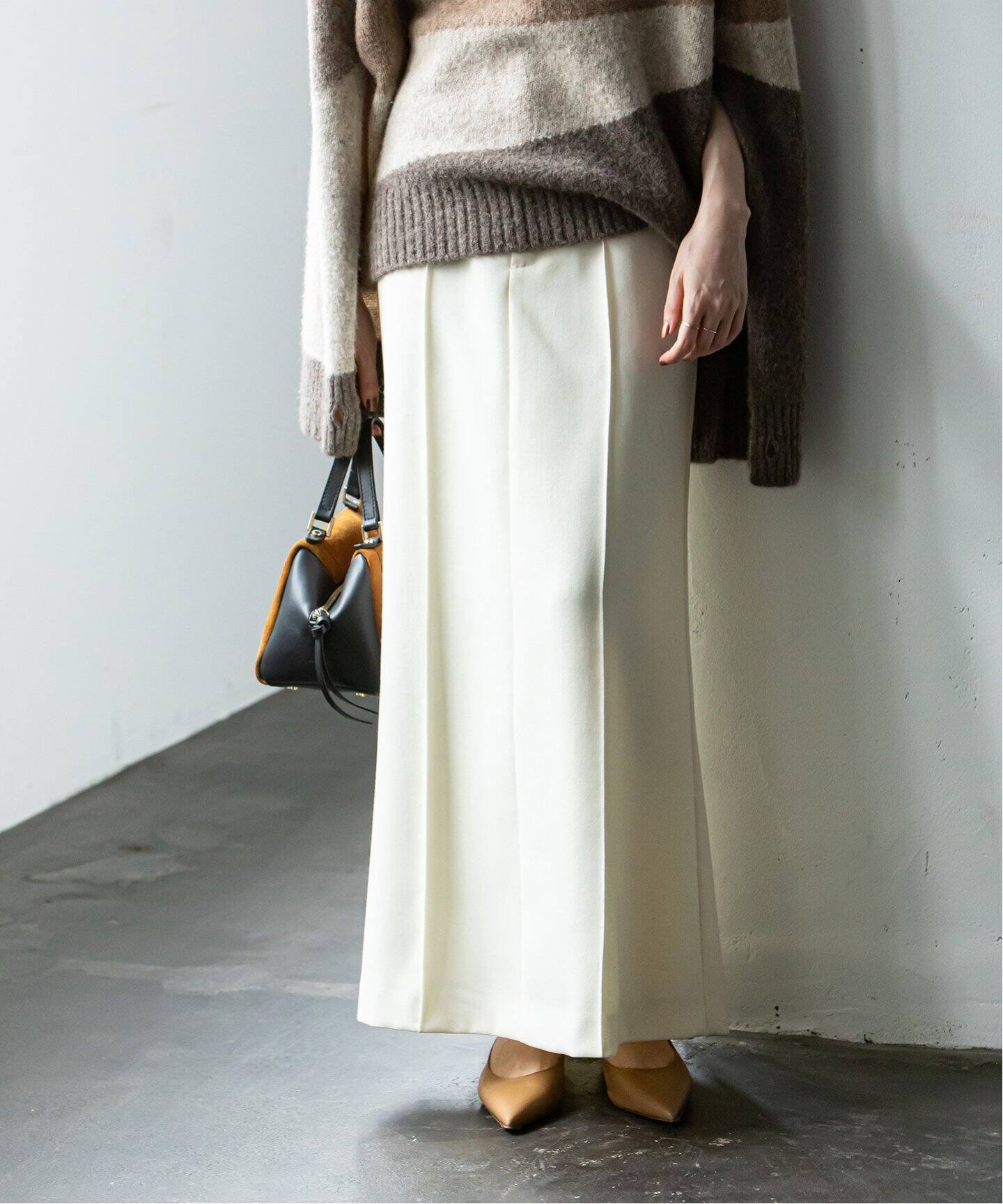 デニムライクウールマキシスカート（ロング・マキシ丈スカート  