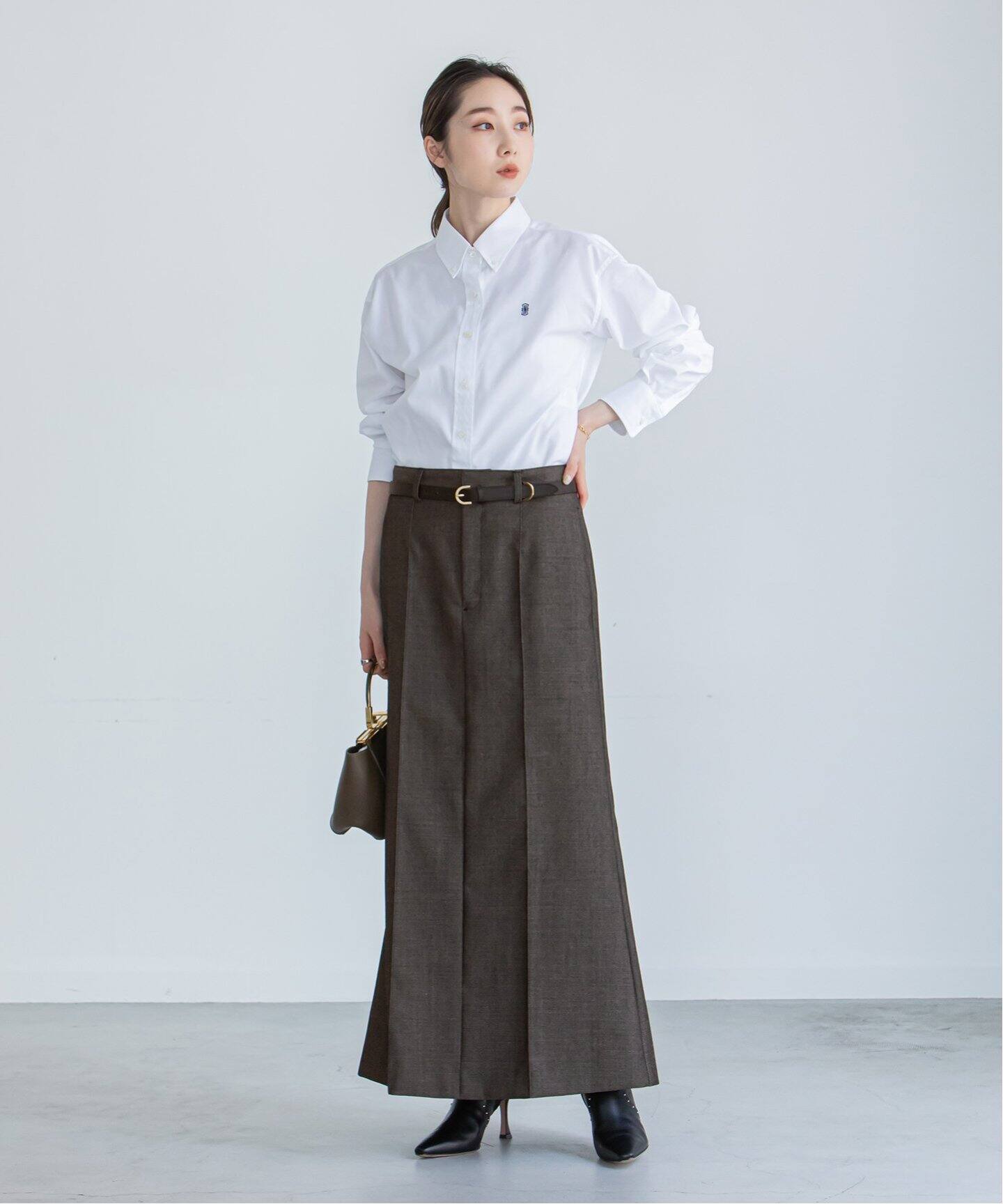 デニムライクウールマキシスカート（ロング・マキシ丈スカート  