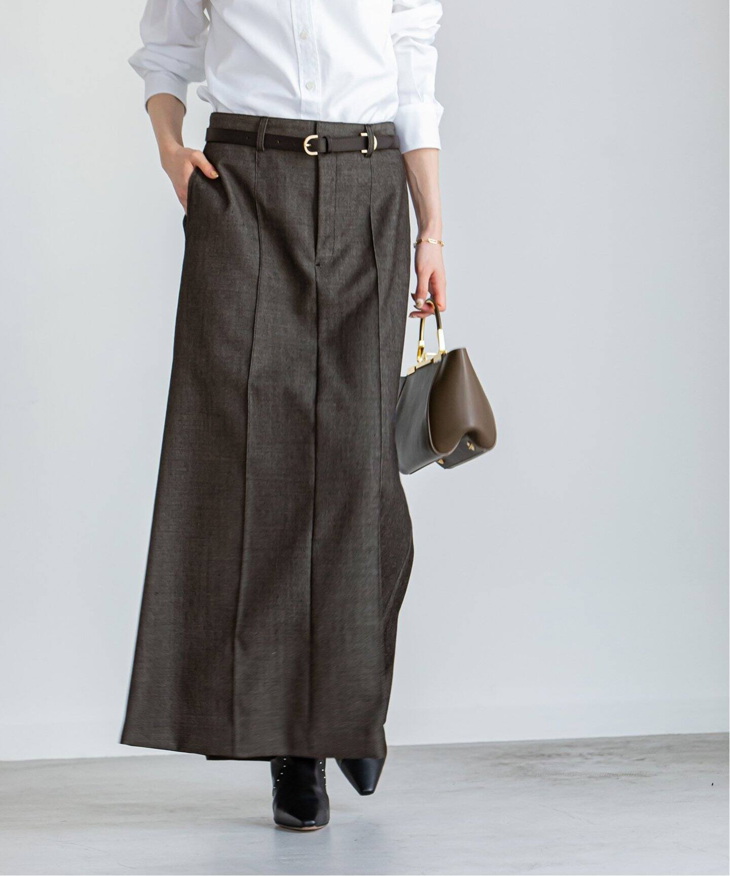 デニムライクウールマキシスカート（ロング・マキシ丈スカート  