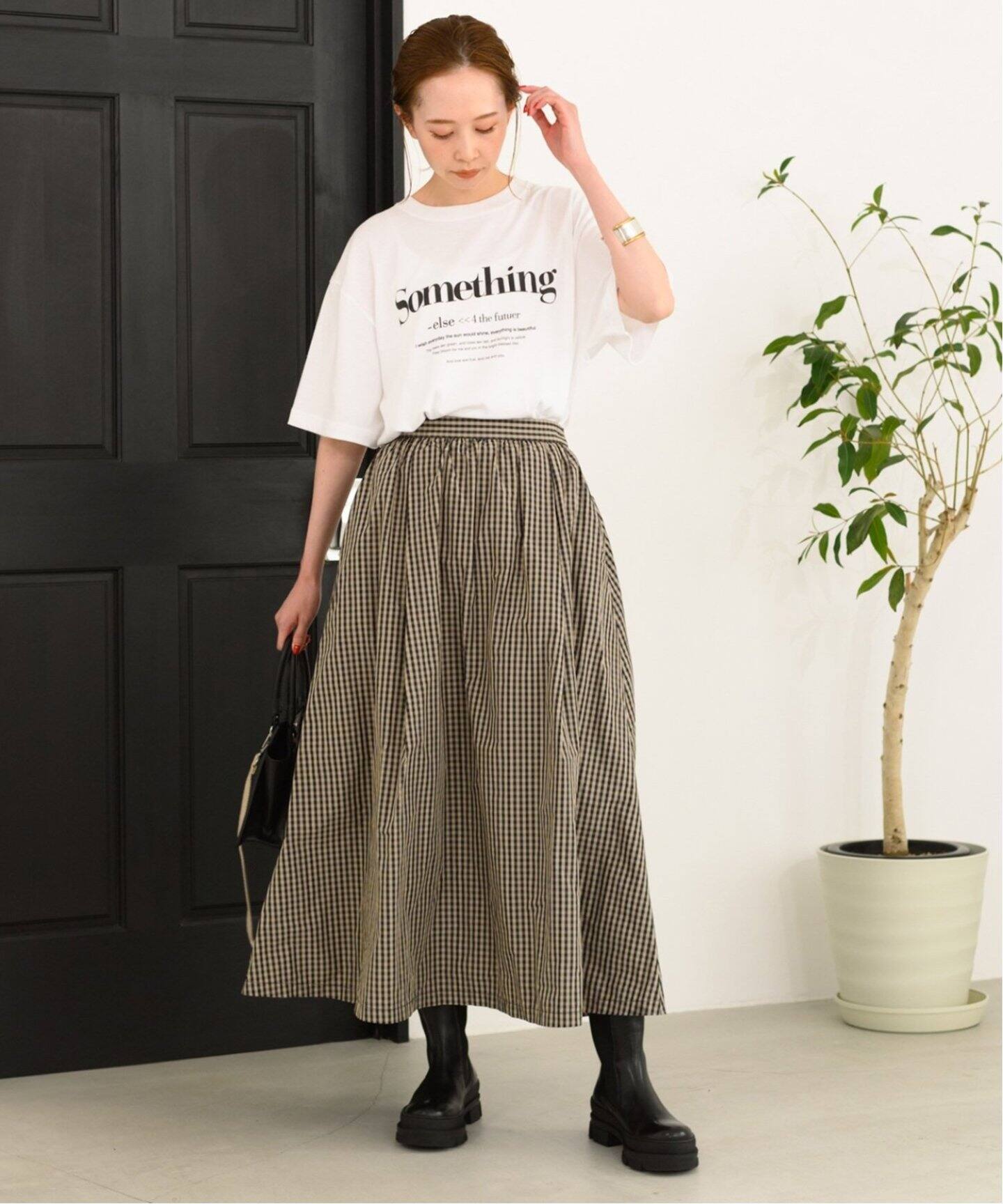 追加》メモリーチェックスカート（ロング・マキシ丈スカート  