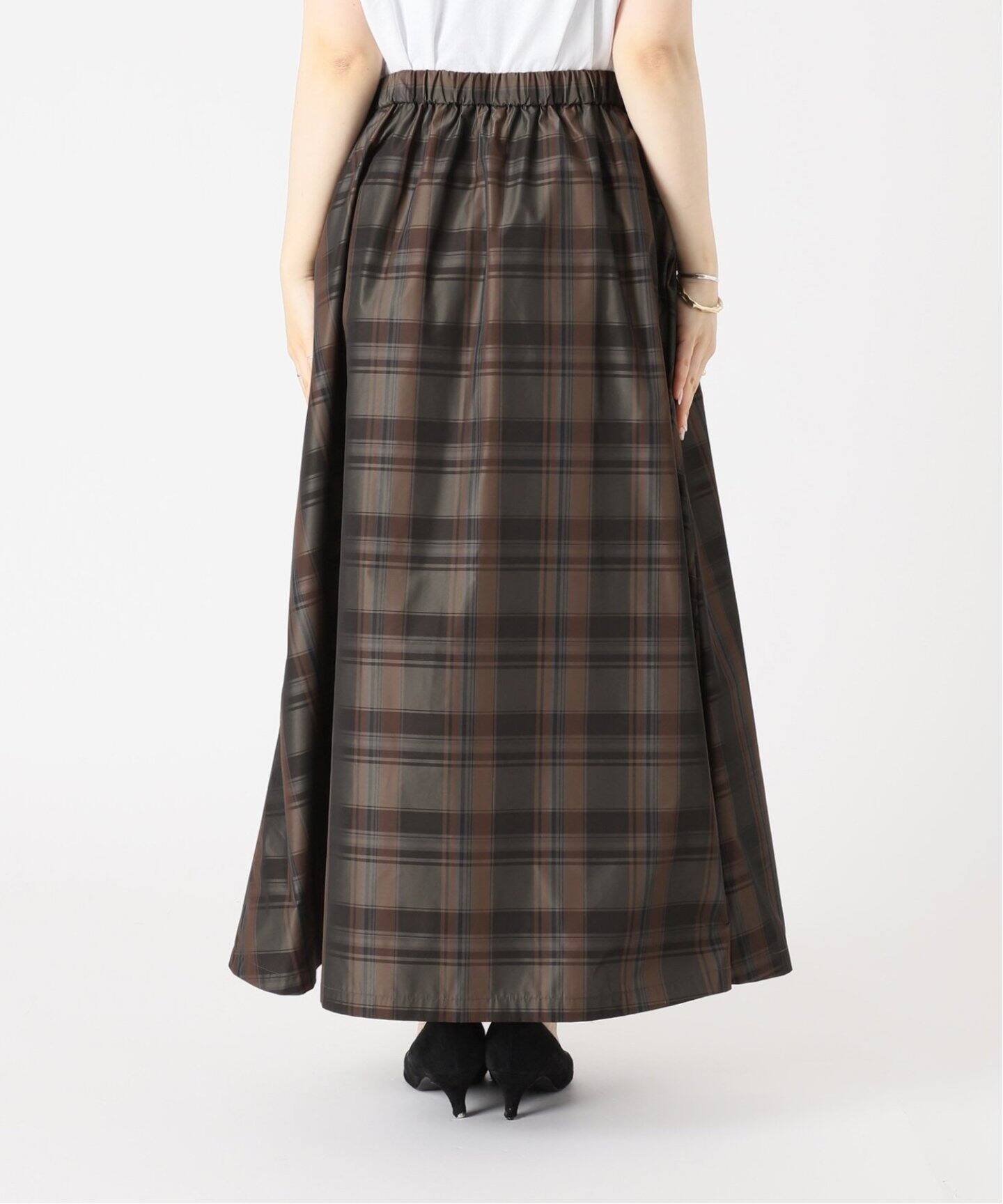 追加》メモリーチェックスカート（ロング・マキシ丈スカート  