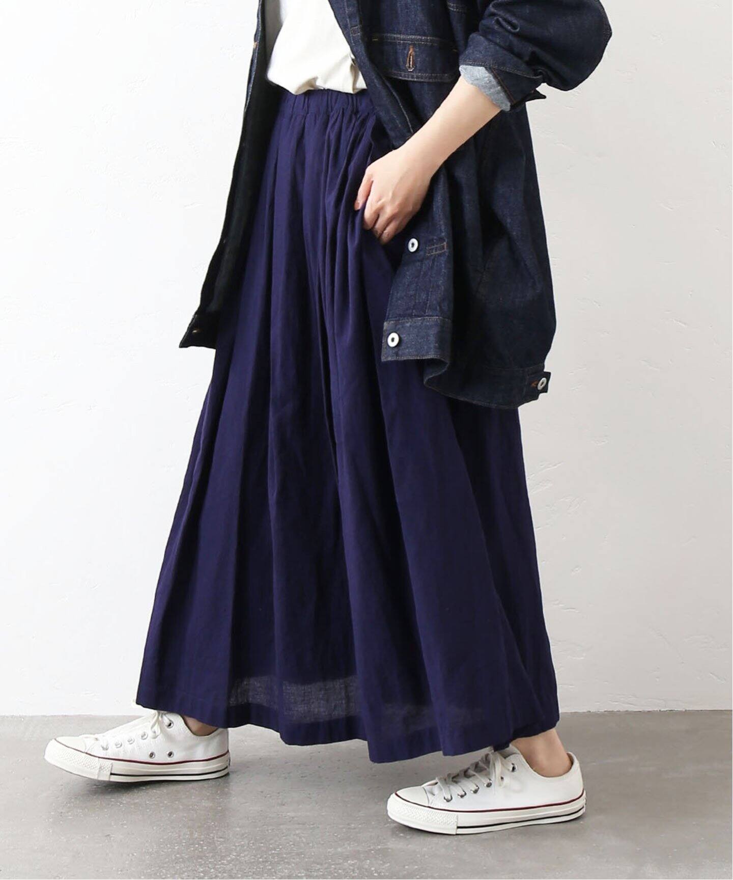 キャンブリック タックギャザースカート（ロング・マキシ丈スカート  