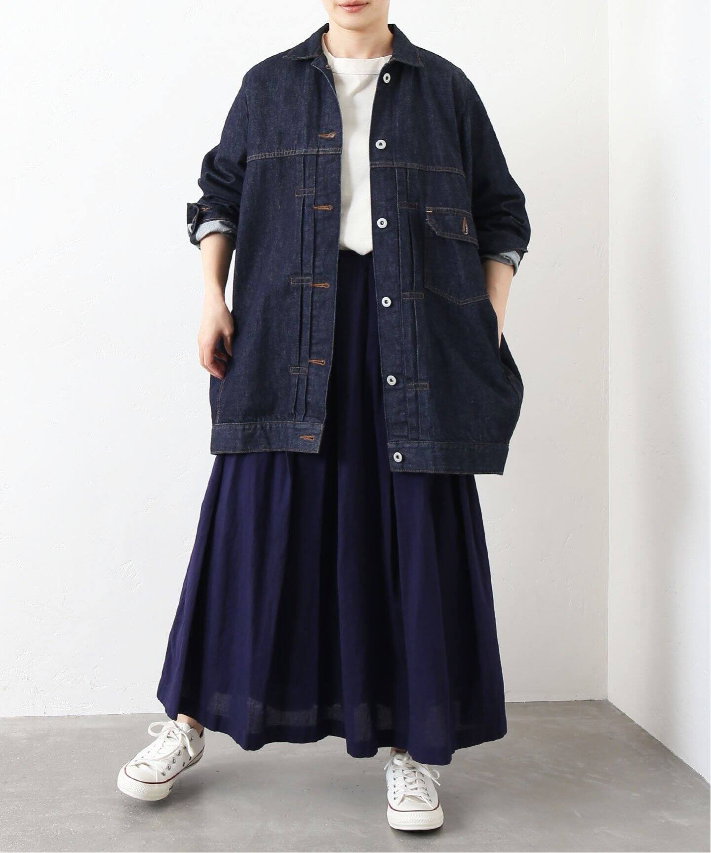 キャンブリック タックギャザースカート（ロング・マキシ丈スカート  