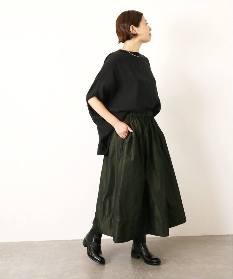 追加》メモリータフタ ギャザースカート（ロング・マキシ丈スカート  