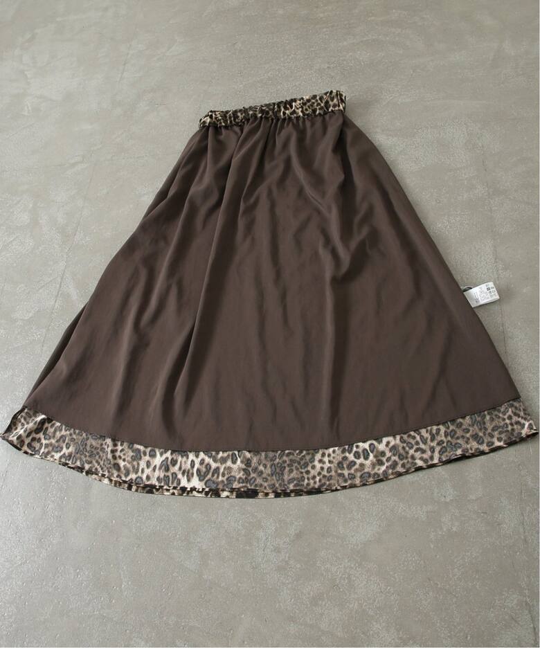 追加》マットサテンレオパ スカート（ロング・マキシ丈スカート  