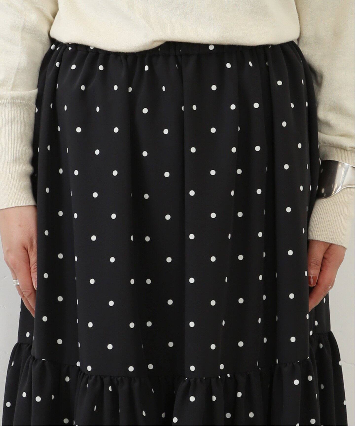 ドット キリカエギャザースカート（ロング・マキシ丈スカート  