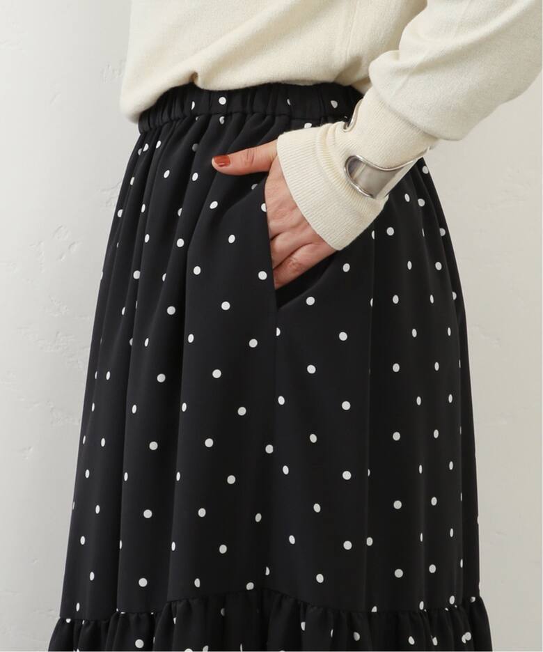 ドット キリカエギャザースカート（ロング・マキシ丈スカート  