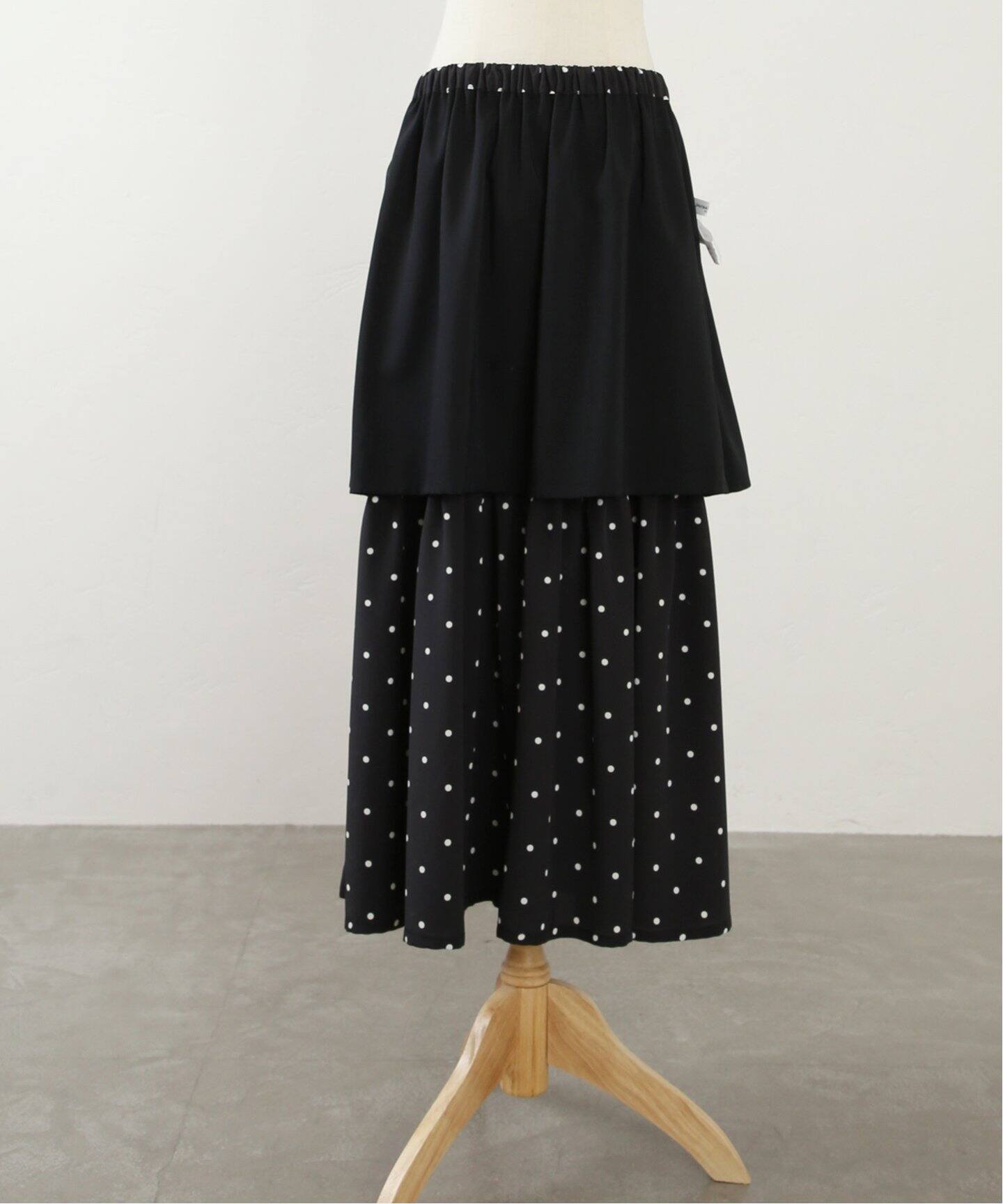 ドット キリカエギャザースカート（ロング・マキシ丈スカート  
