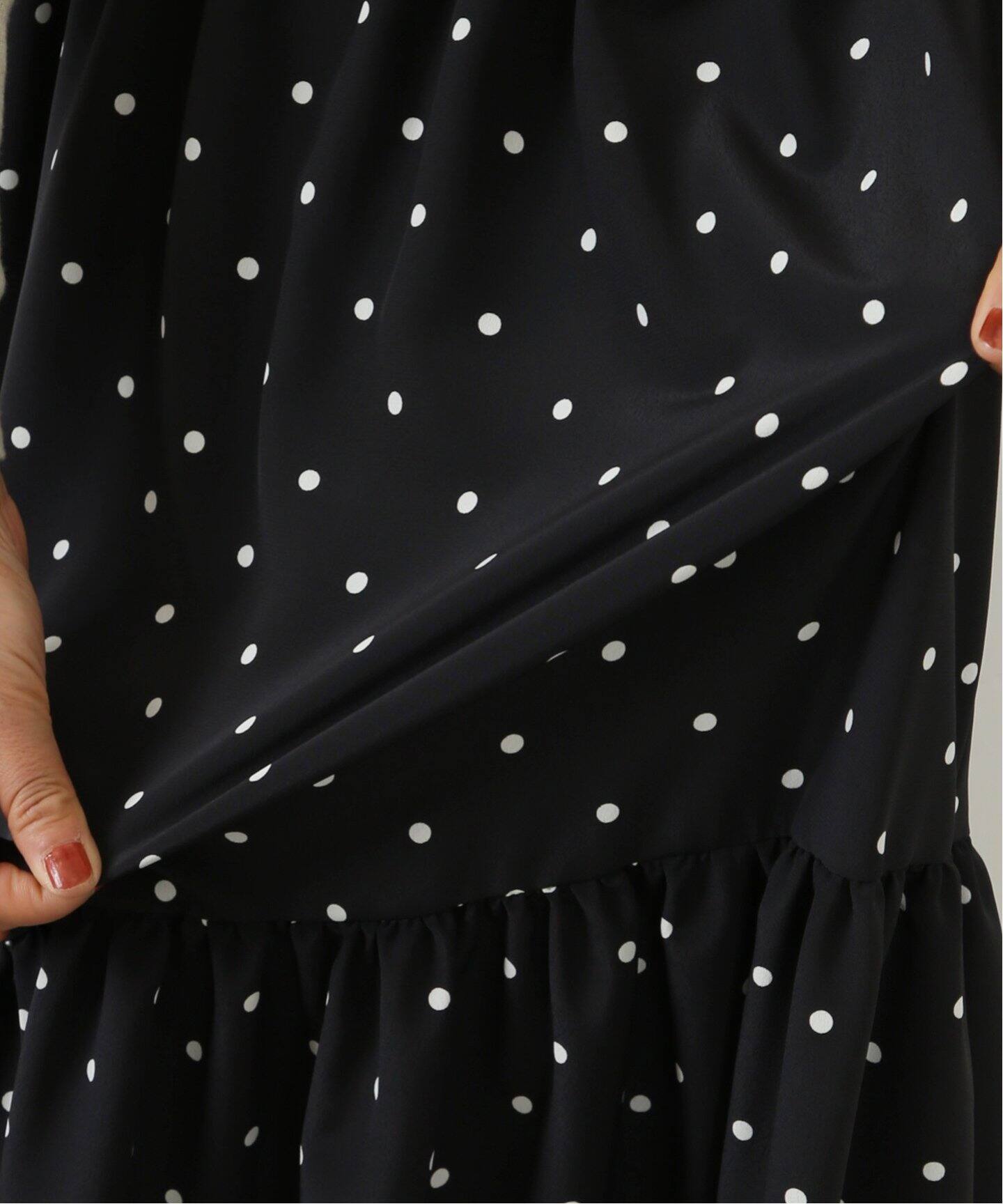 ドット キリカエギャザースカート（ロング・マキシ丈スカート  