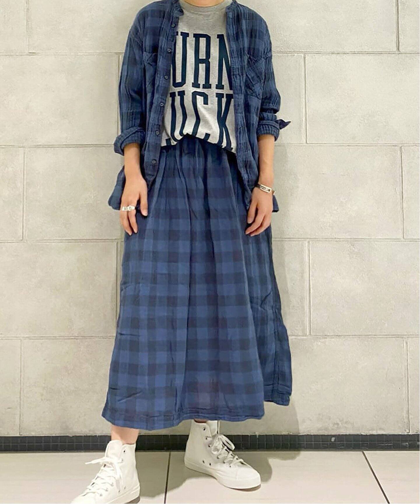 ARMEN/アーメン】 DOUBLE GAUZE GATHERED SKIRT（ロング・マキシ丈 