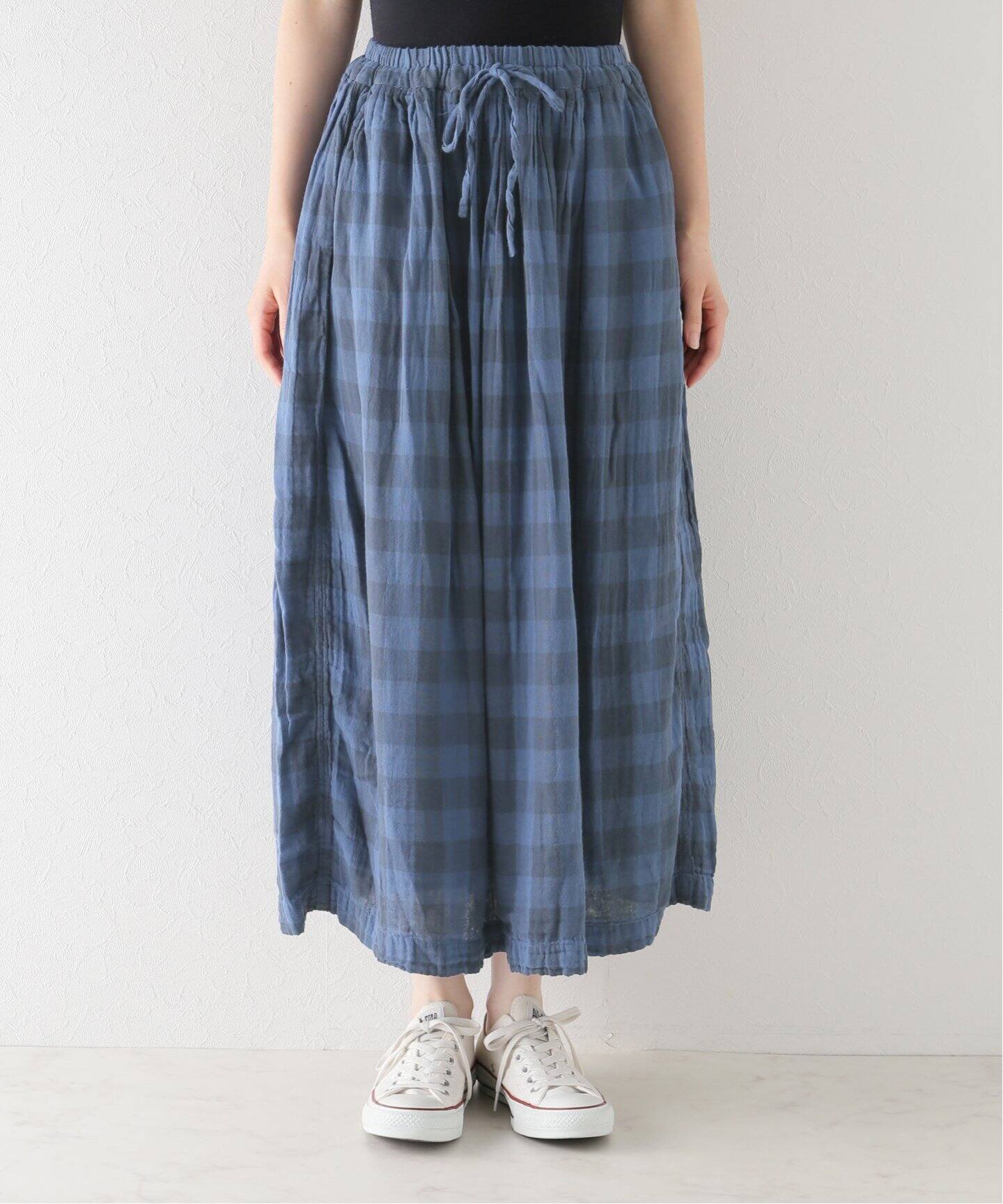 ARMEN/アーメン】 DOUBLE GAUZE GATHERED SKIRT（ロング・マキシ丈 