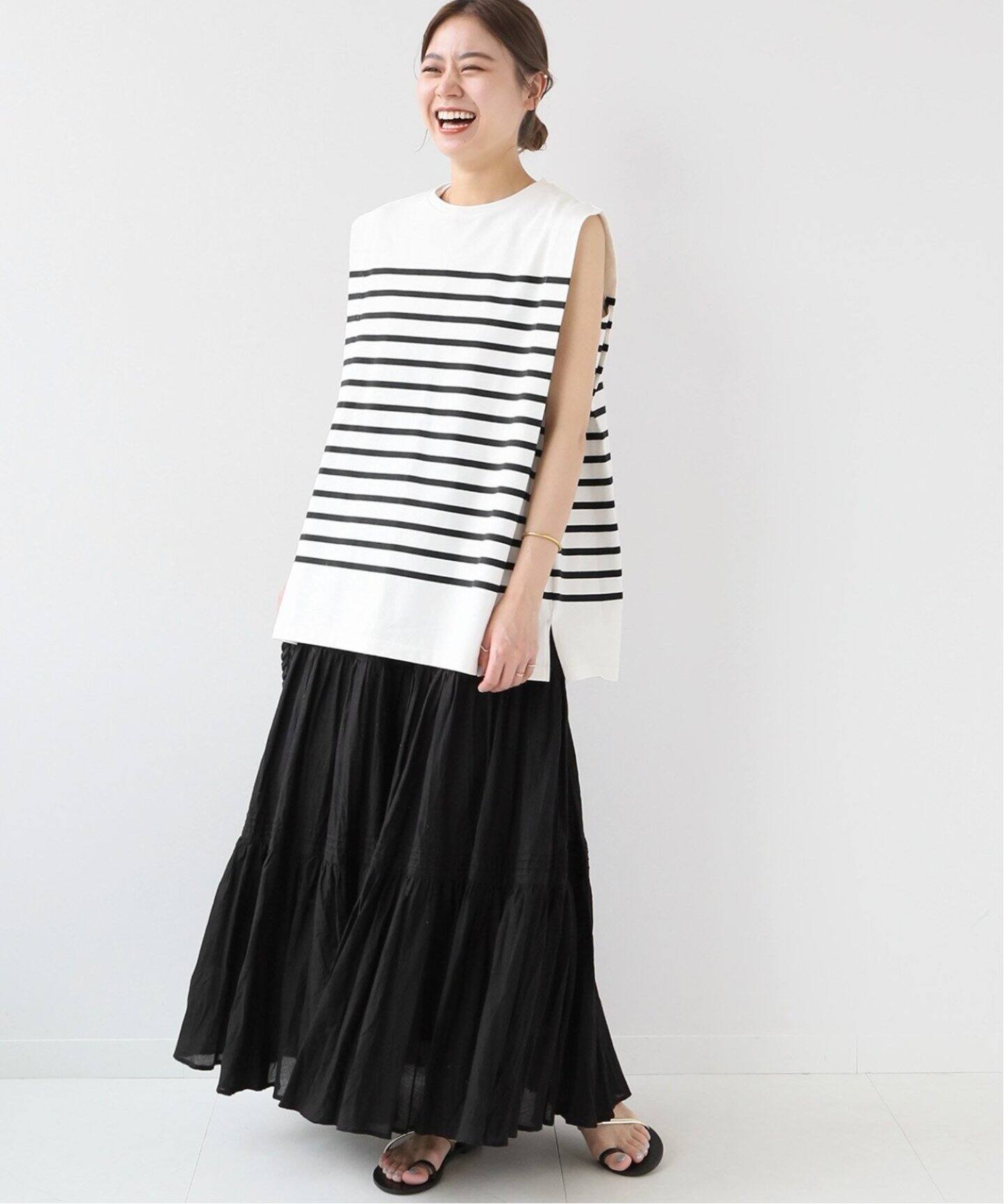 追加2》コットンボイルクリンクルティアードスカート（ロング・マキシ  