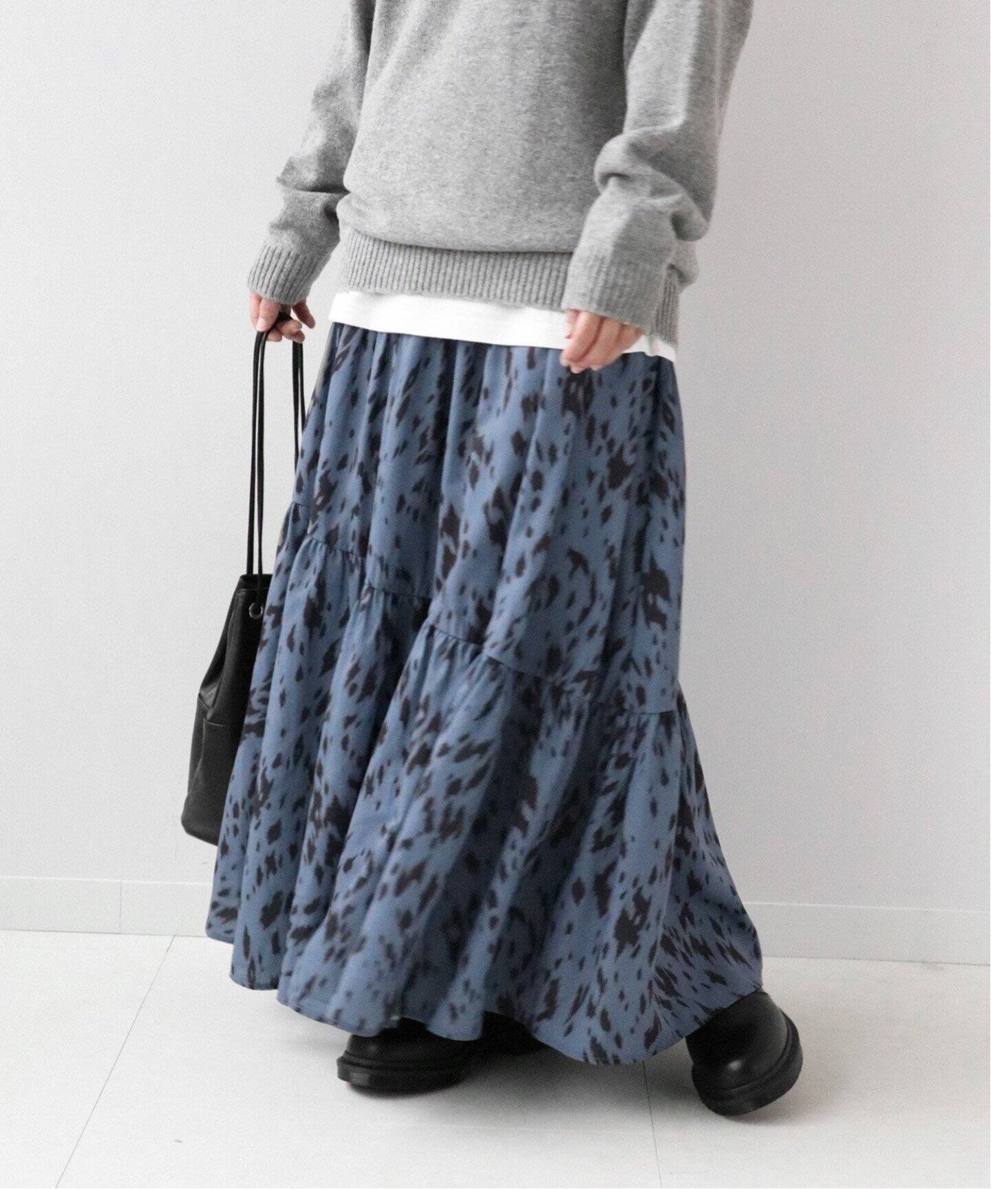 追加》アニマルプリントティアードスカート（ロング・マキシ丈スカート  
