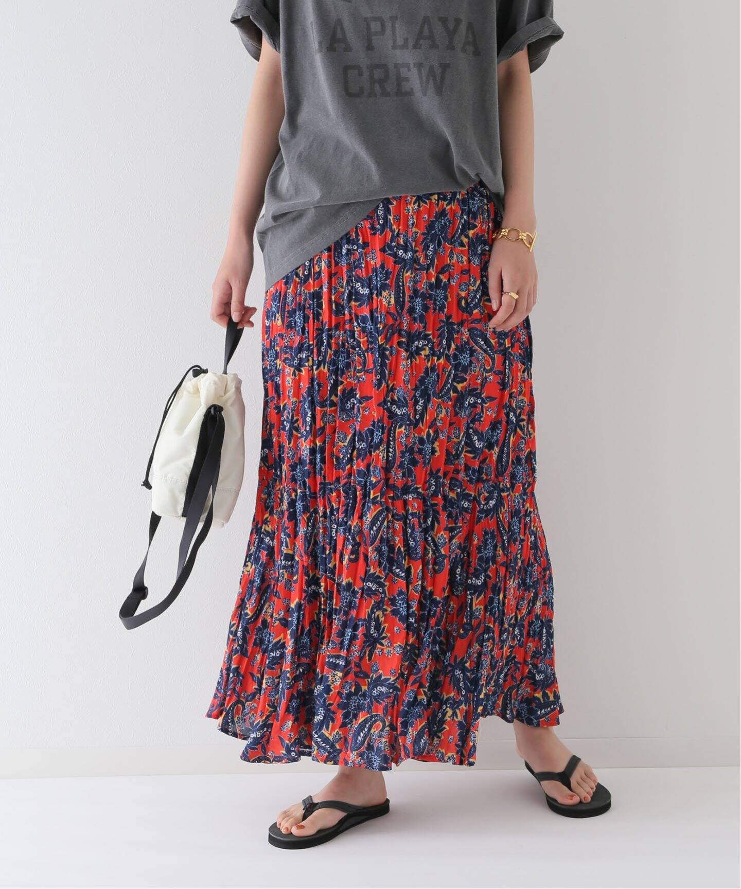 ワッシャープリーツ フレアスカート（ロング・マキシ丈スカート  