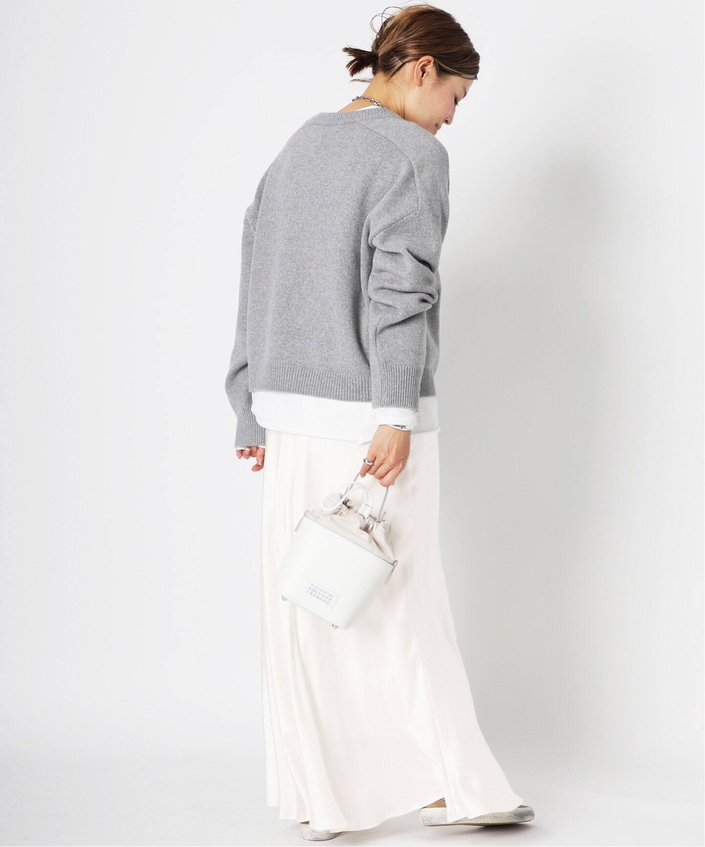 シルクサテンスカート WHT（ロング・マキシ丈スカート）｜Deuxieme 