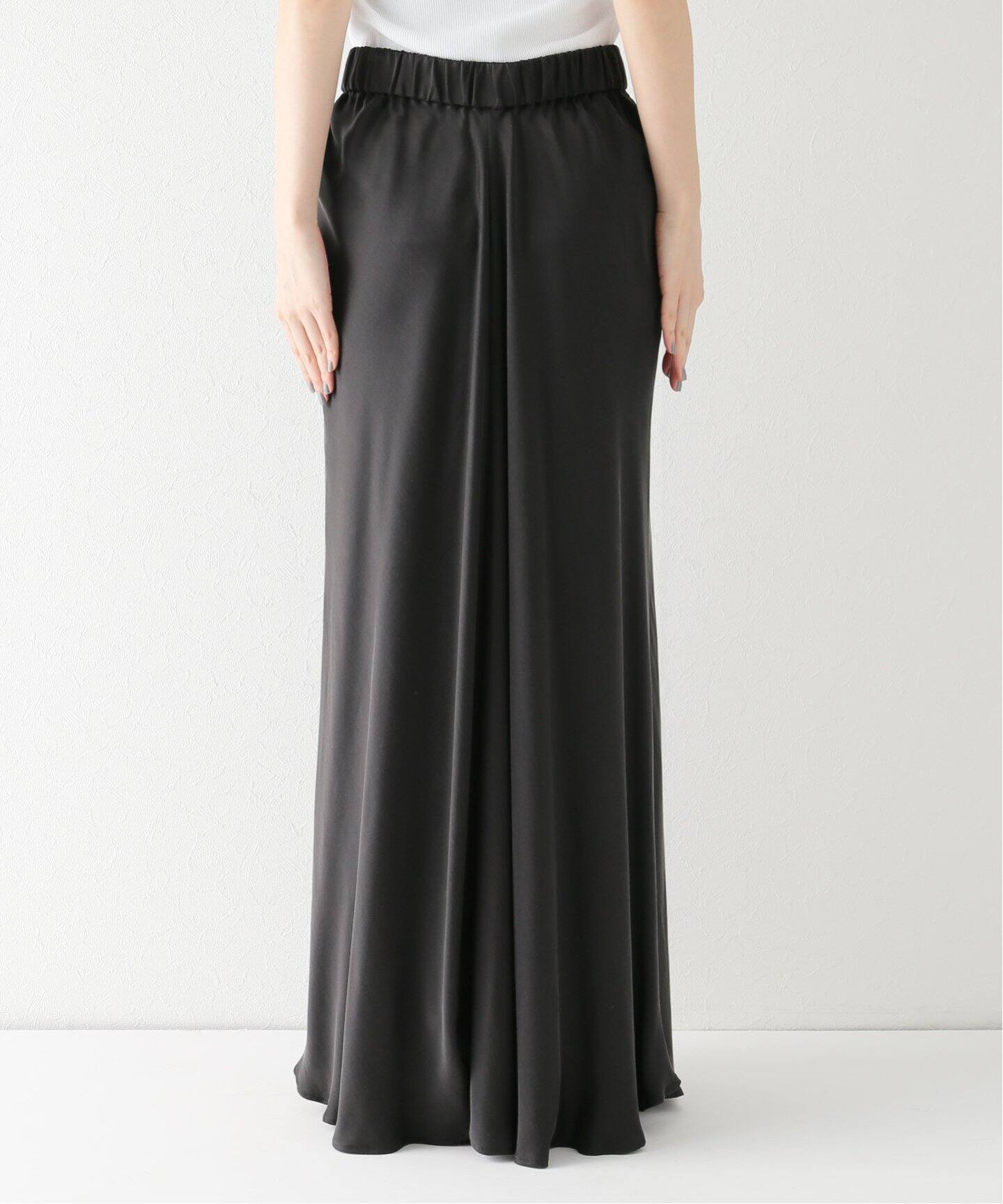 シルクサテン スカート BK（ロング・マキシ丈スカート）｜Deuxieme  