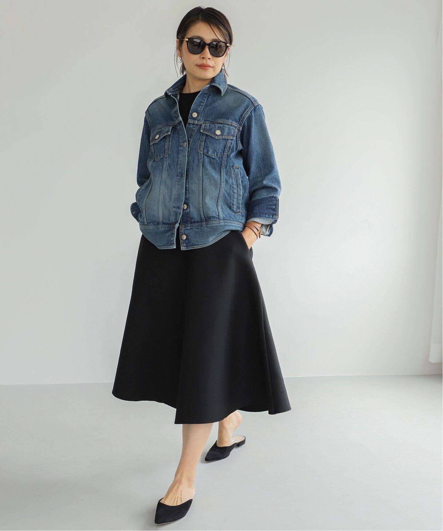 MADISONBLUE/マディソンブルー】 MI-MOLLET FLARE スカート（ひざ丈  