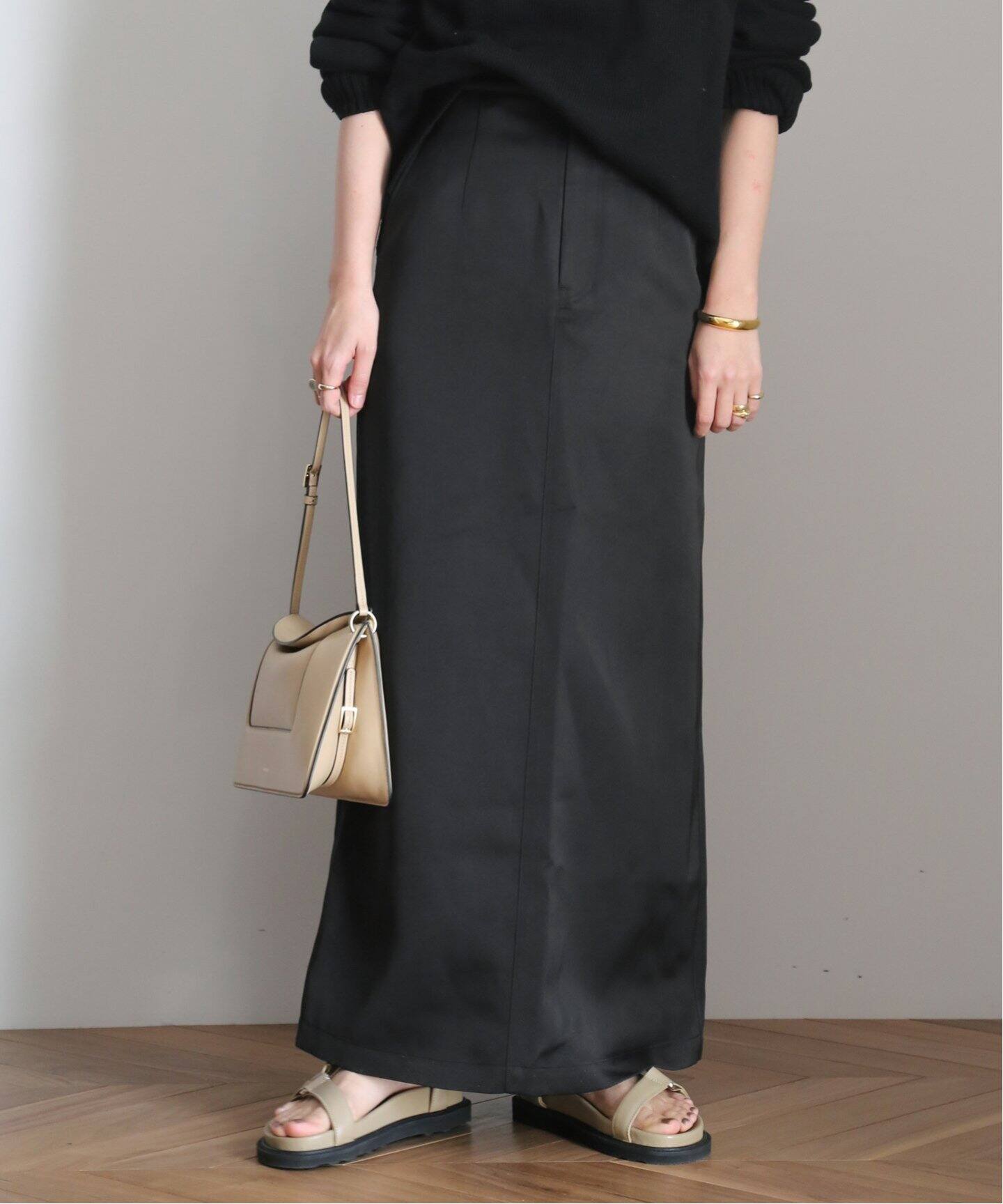 CINOH/チノ】SATIN LONG スカート（ロング・マキシ丈スカート  