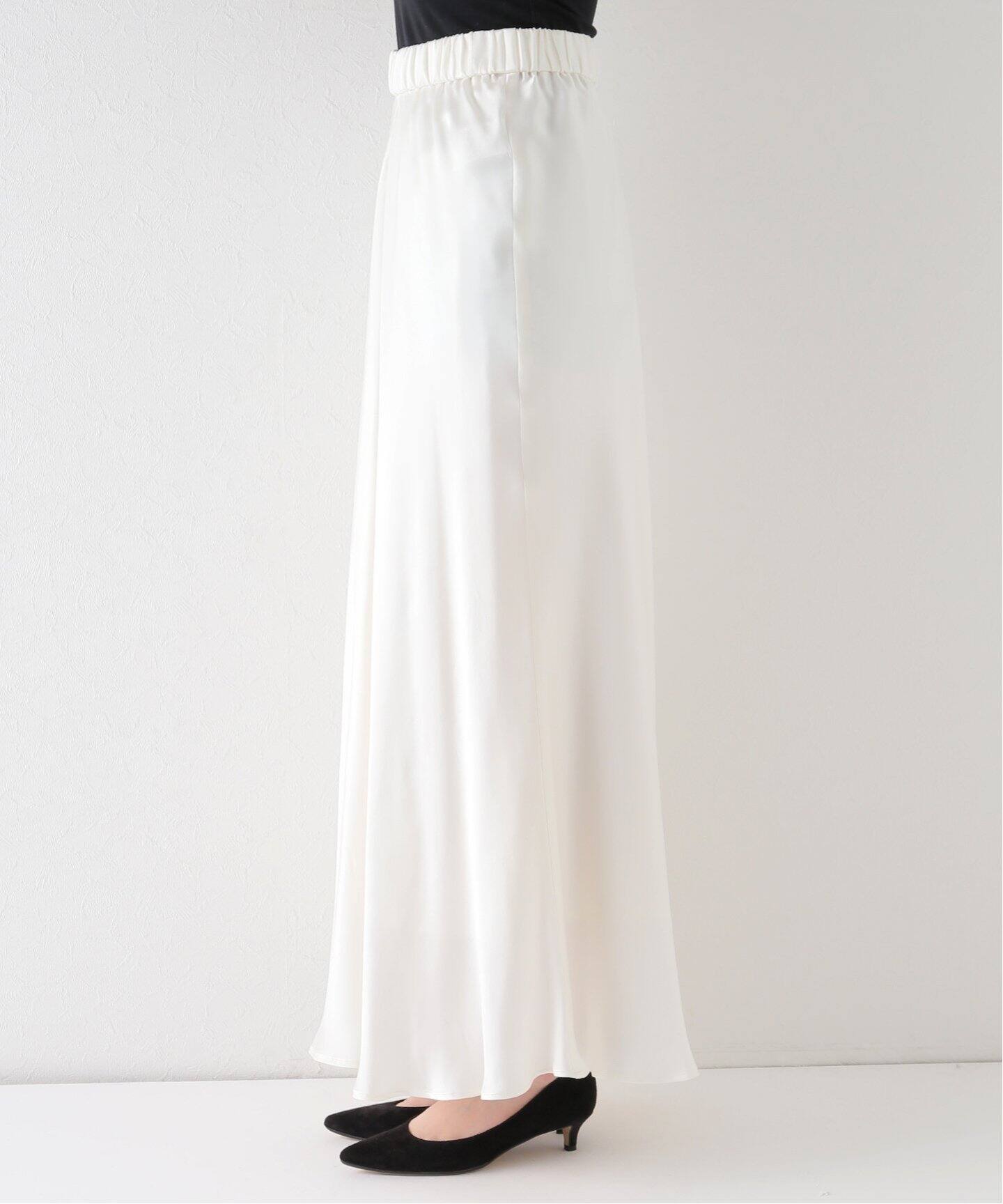シルクサテンスカート（WHITE）（ロング・マキシ丈スカート）｜MUSE de  