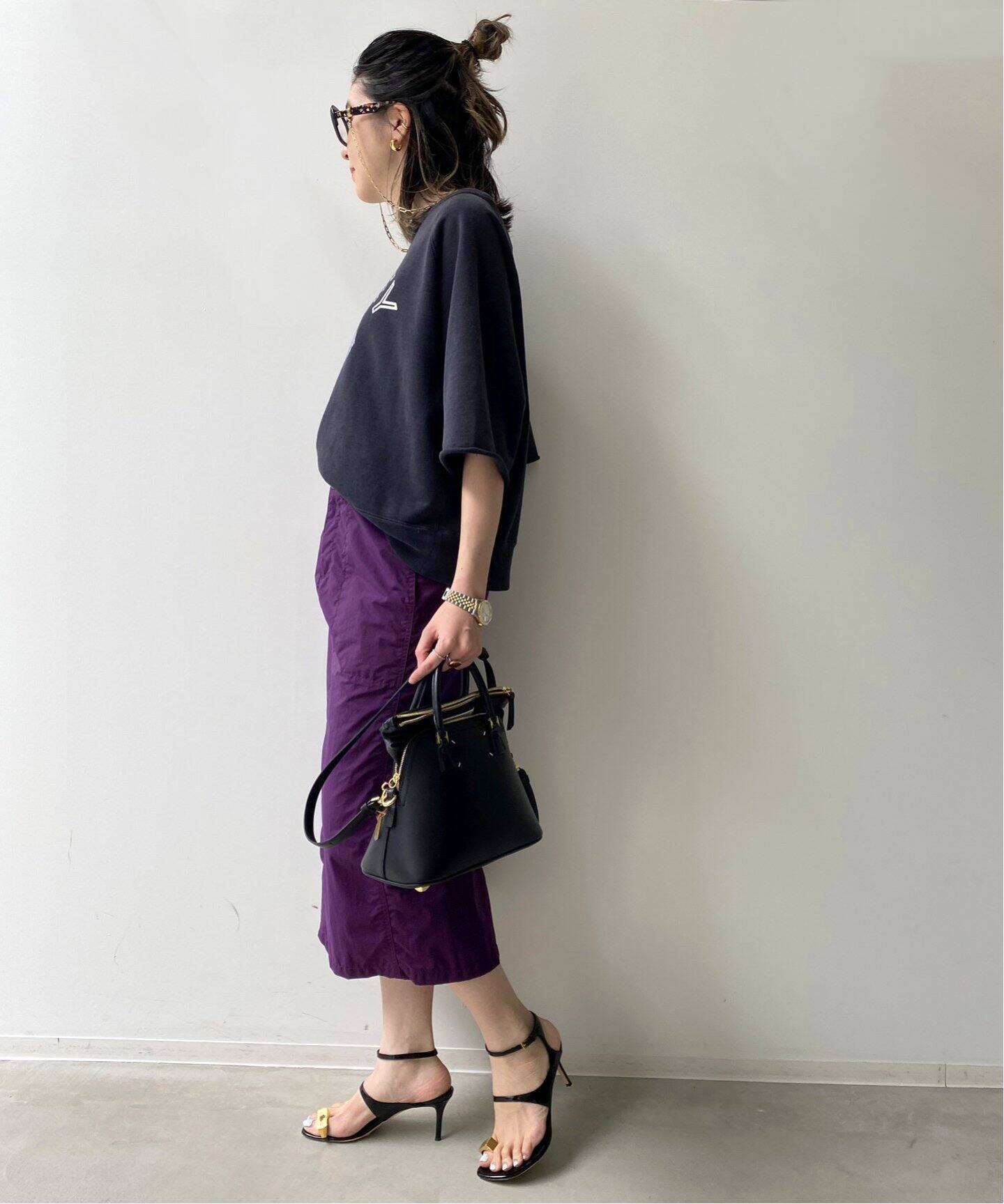 Americana/アメリカーナ】Nylon Tight Skirt 切り込む 