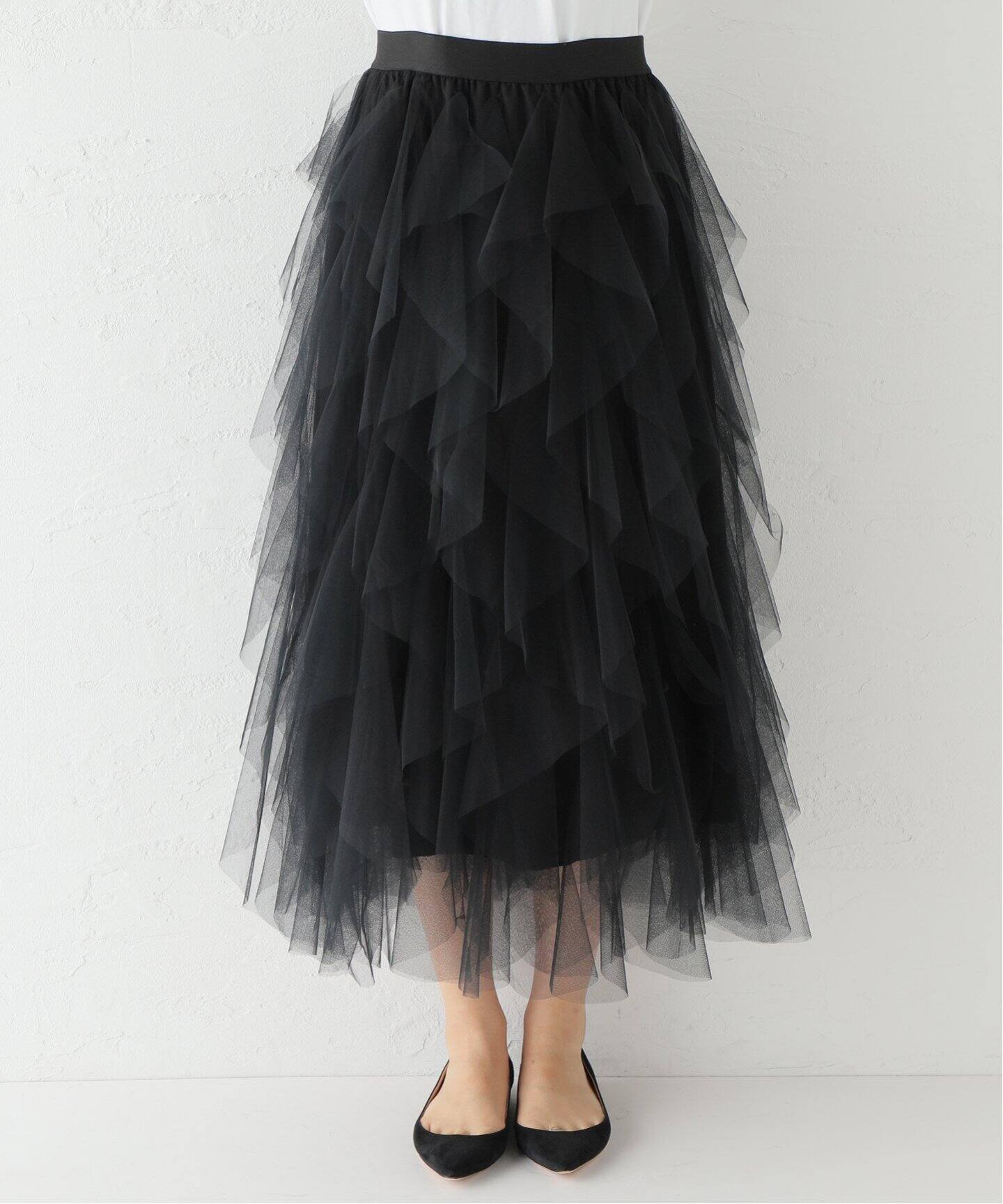 Tulle Drape Skirt（ロング・マキシ丈スカート）｜L 