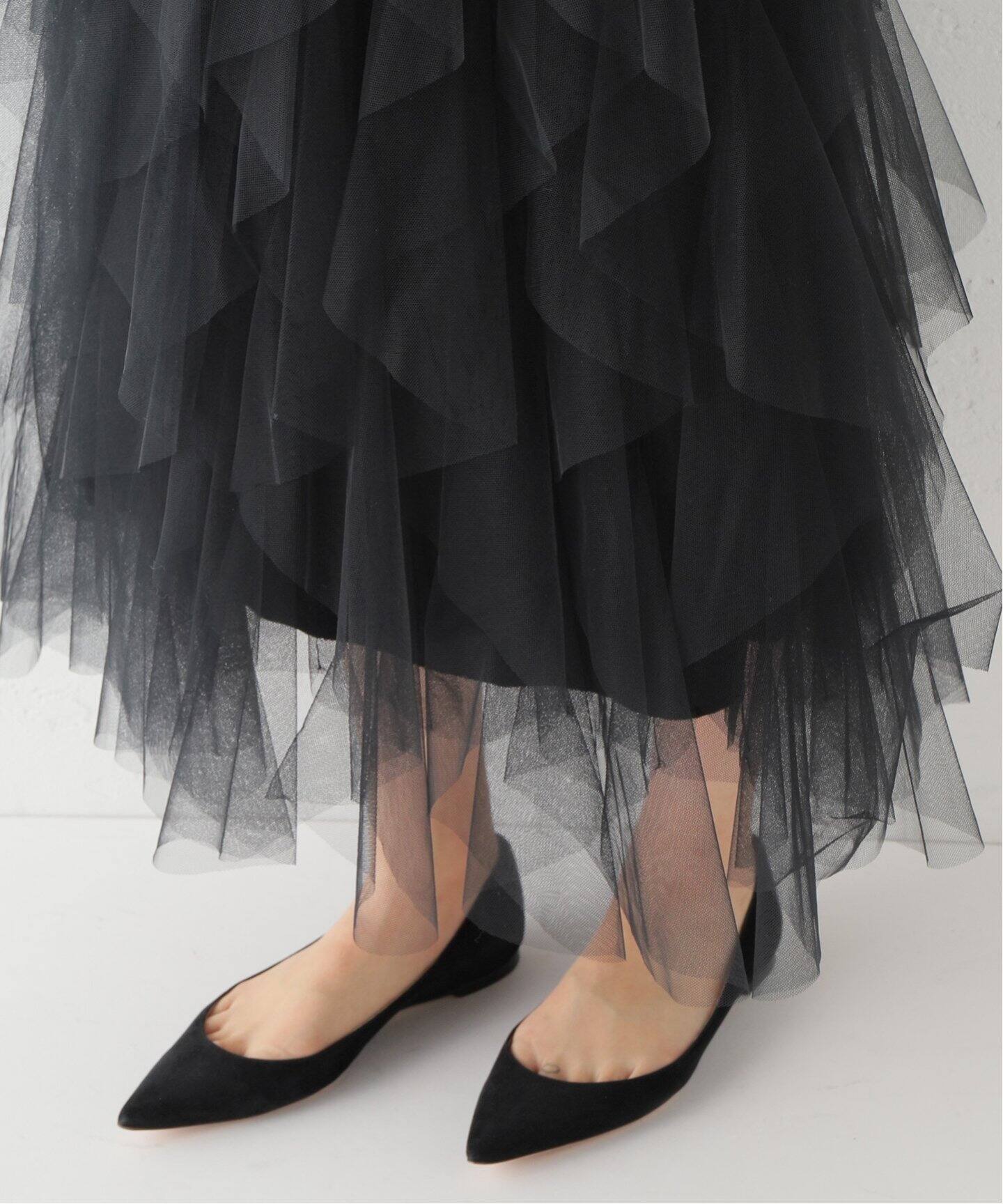 Tulle Drape Skirt（ロング・マキシ丈スカート）｜L 