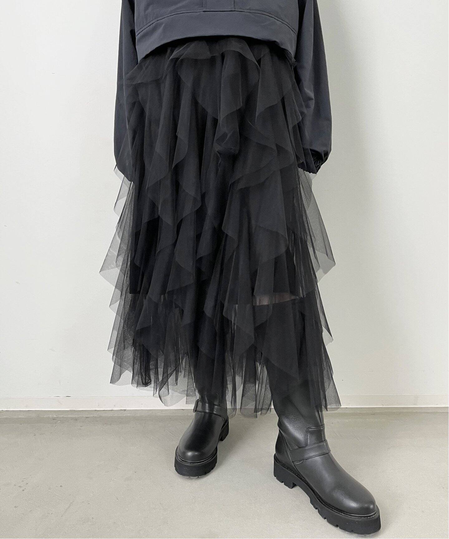 Tulle Drape Skirt（ロング・マキシ丈スカート）｜L 