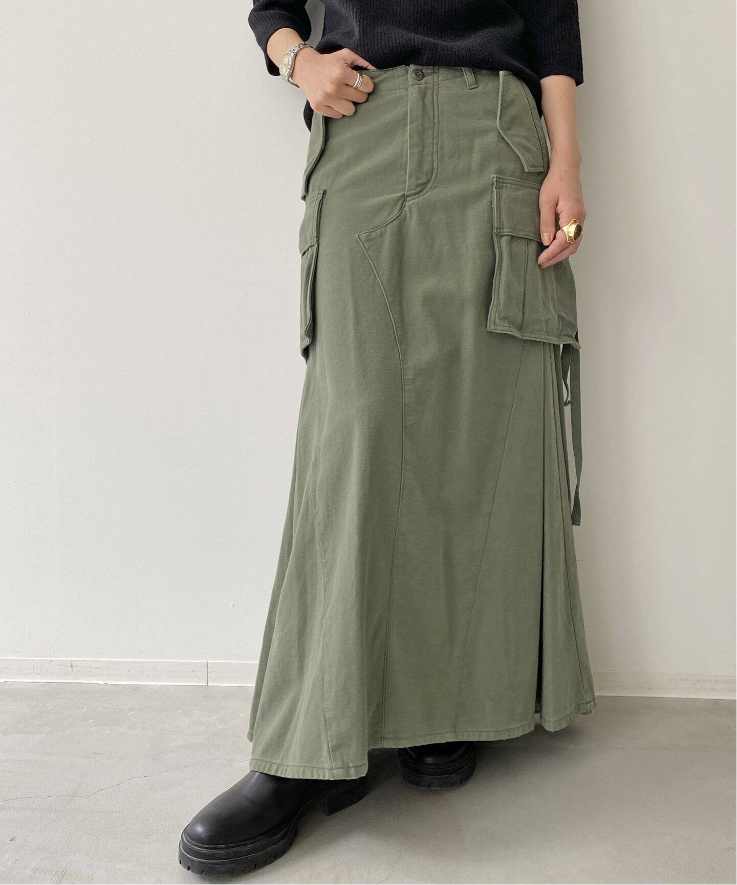 MADISONBLUE（マディソンブルー） ロングスカート カーキ 01 