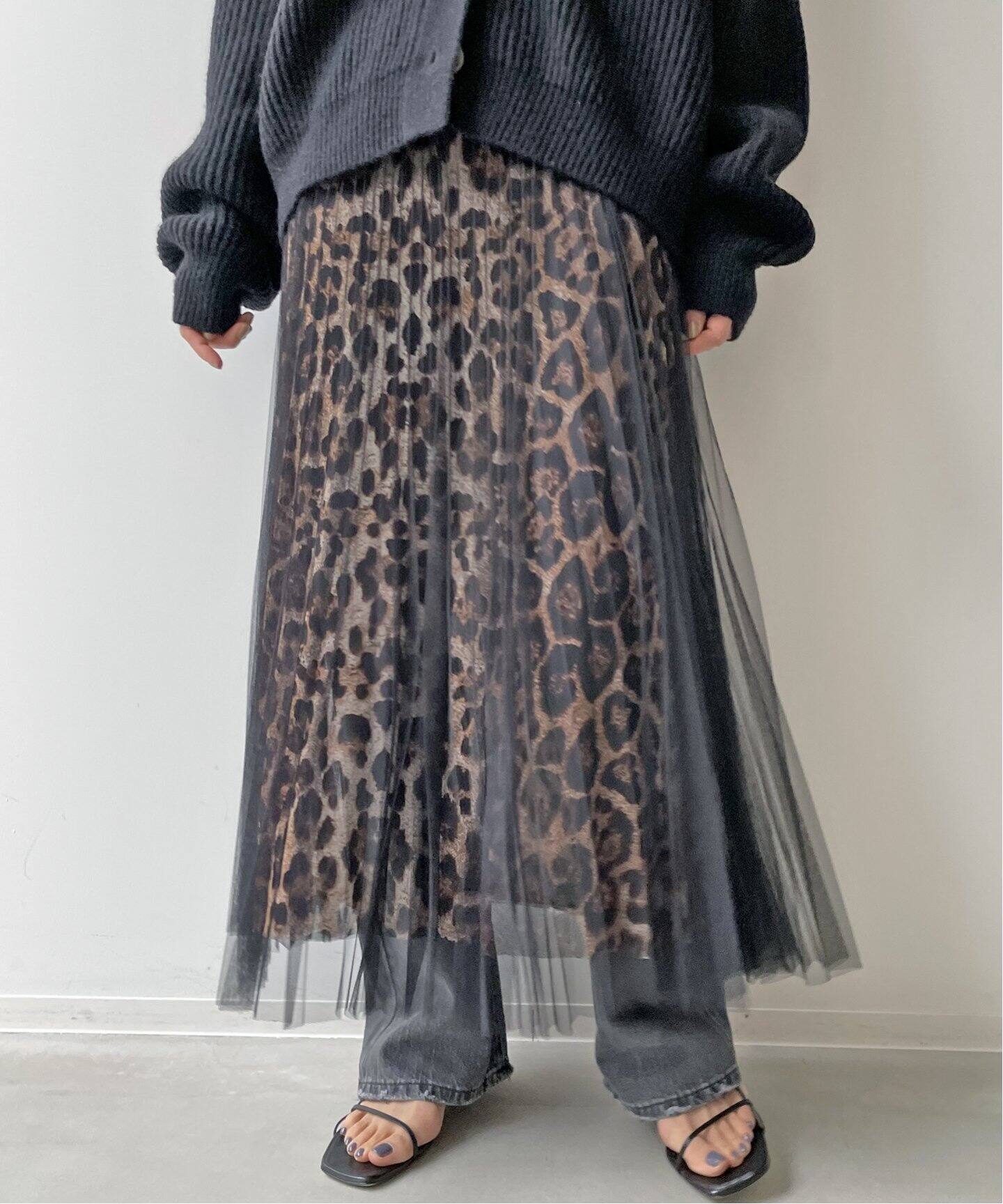 LOYD/FORD/ロイドフォード】mesh×Leopard SKIRT（ロング・マキシ丈  