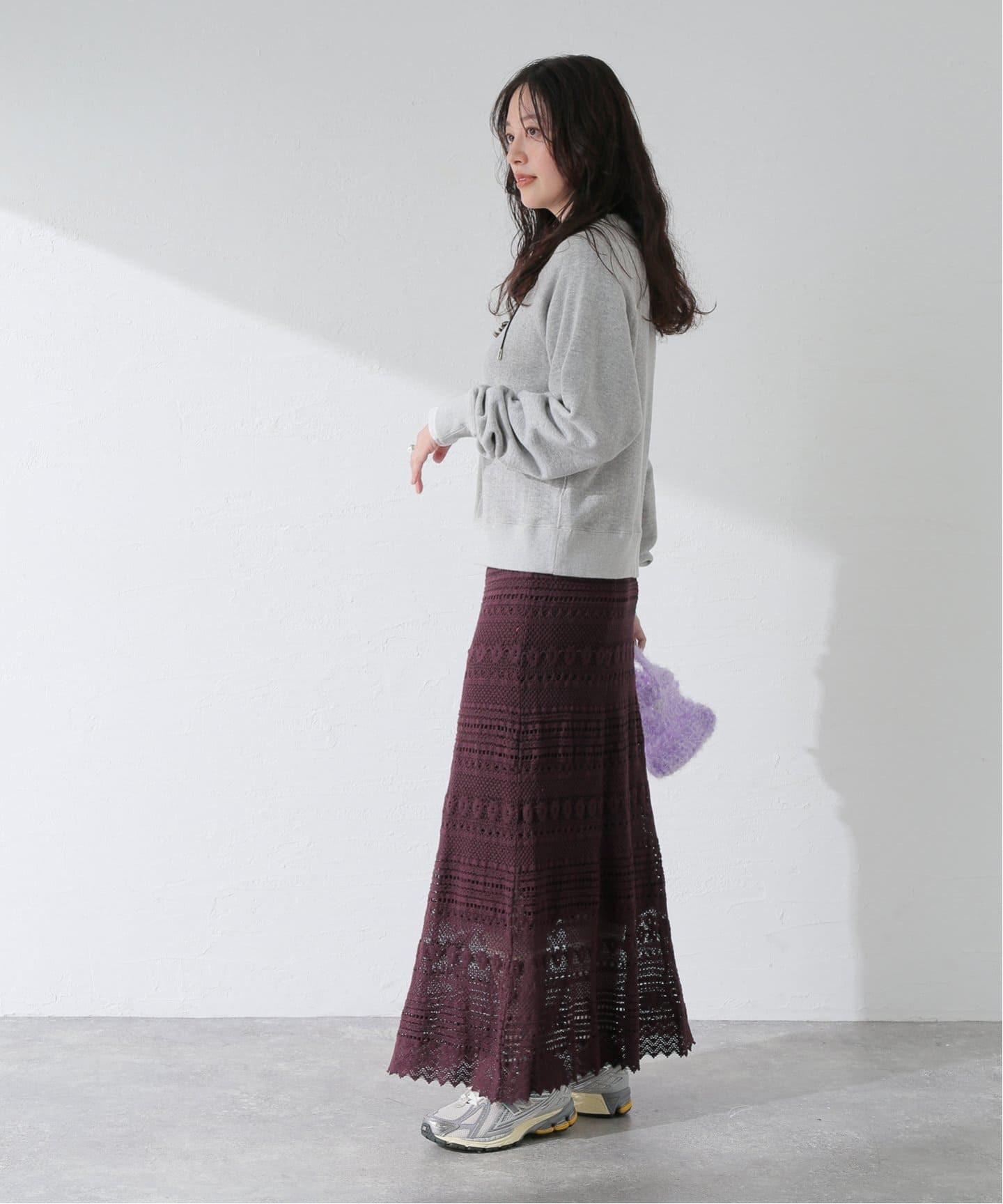 1508y美品 ドゥロワー コットンシルクマキシスカート くすみ