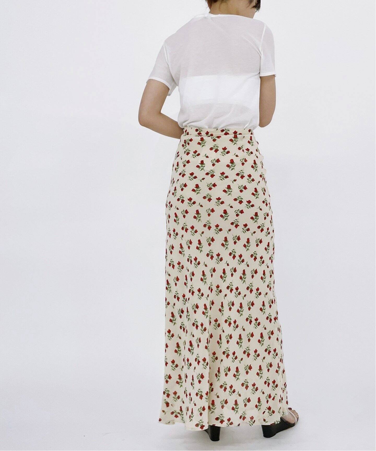 ヴィンテージフラワーシアーバイアスマキシスカート（ロング・マキシ丈  