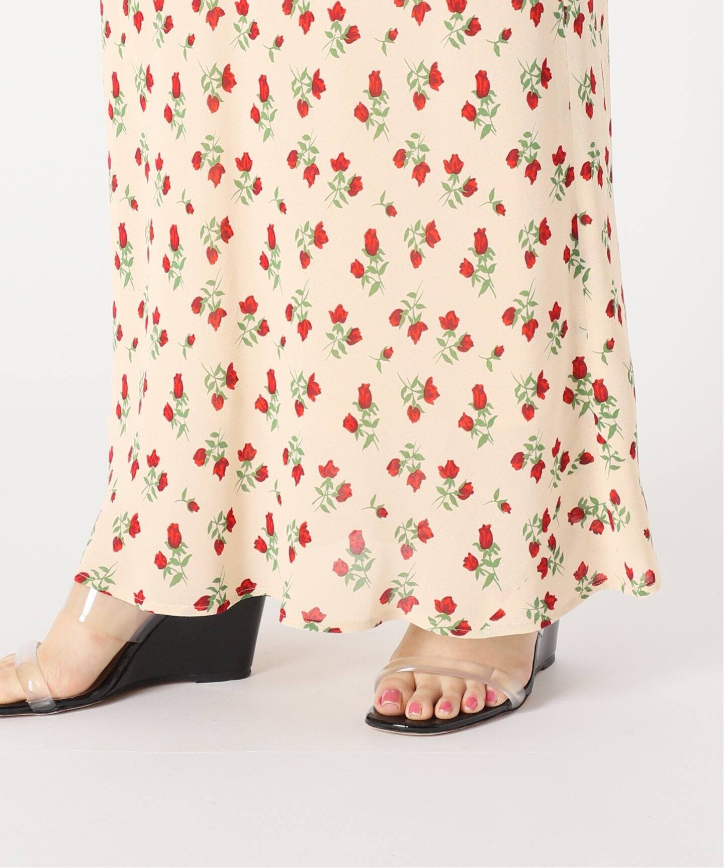 ヴィンテージフラワーシアーバイアスマキシスカート（ロング・マキシ丈  