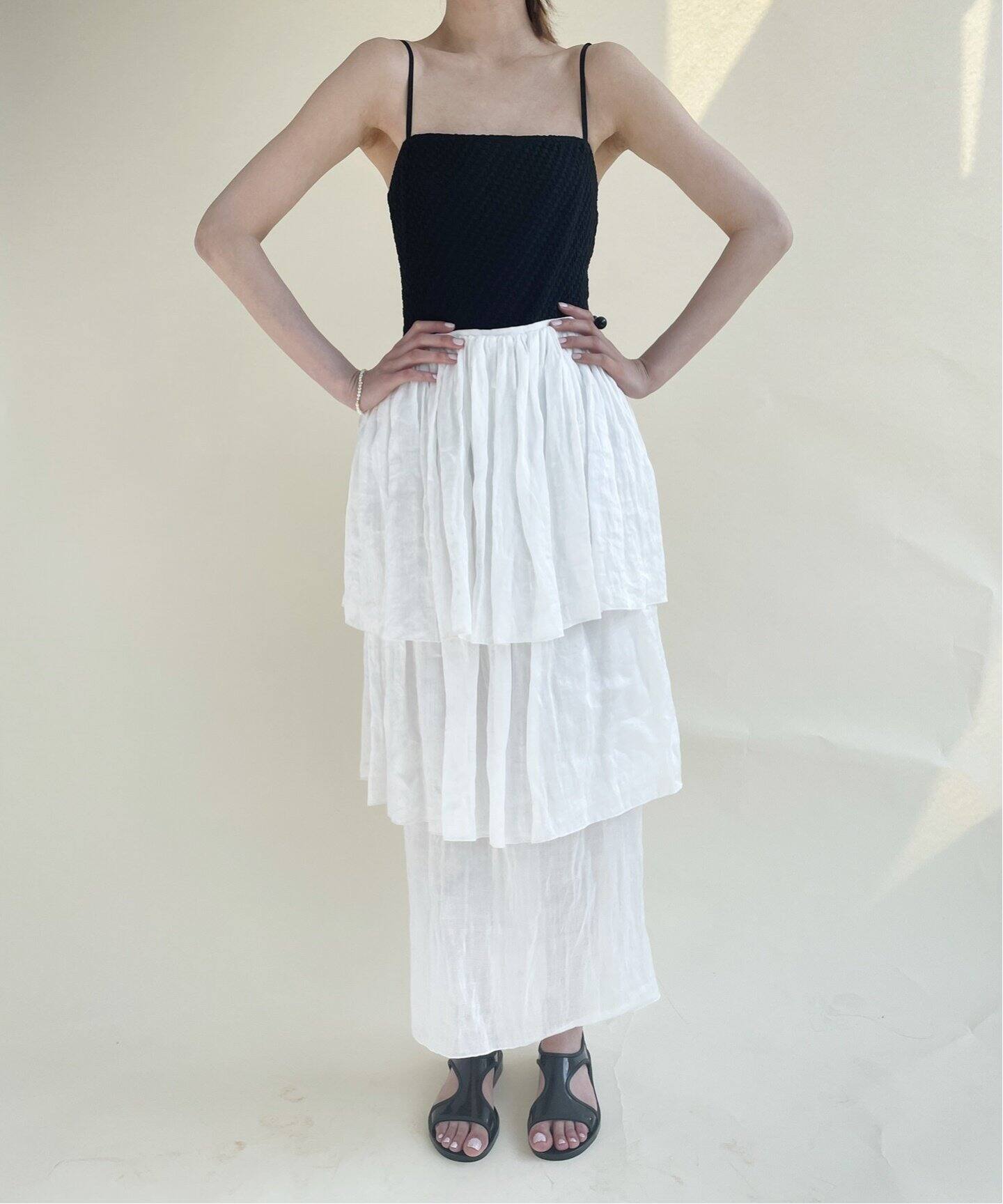 ラミーラッフル ティアードスカート（ロング・マキシ丈スカート  