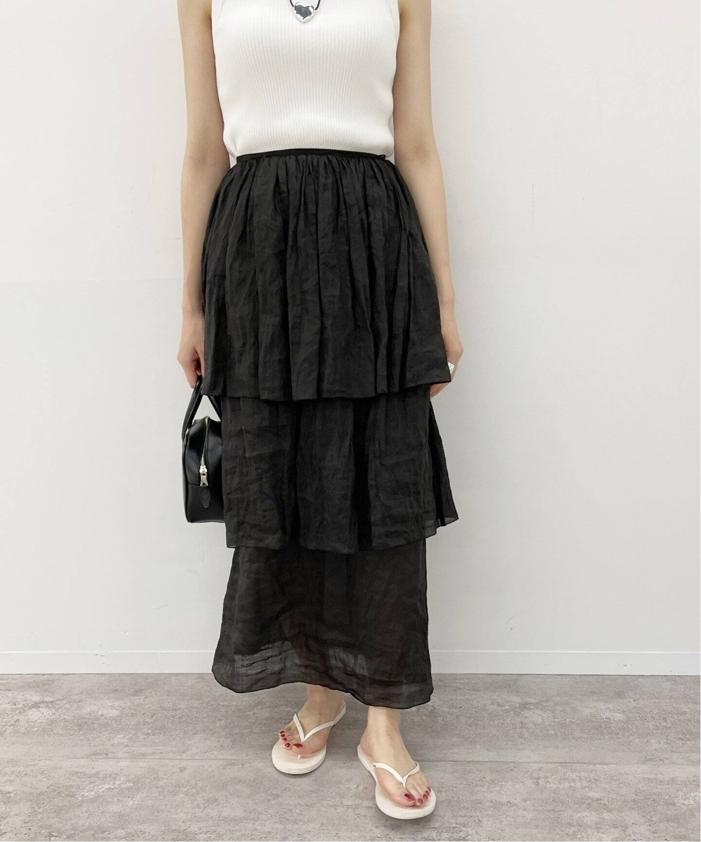 ラミーラッフル ティアードスカート（ロング・マキシ丈スカート  