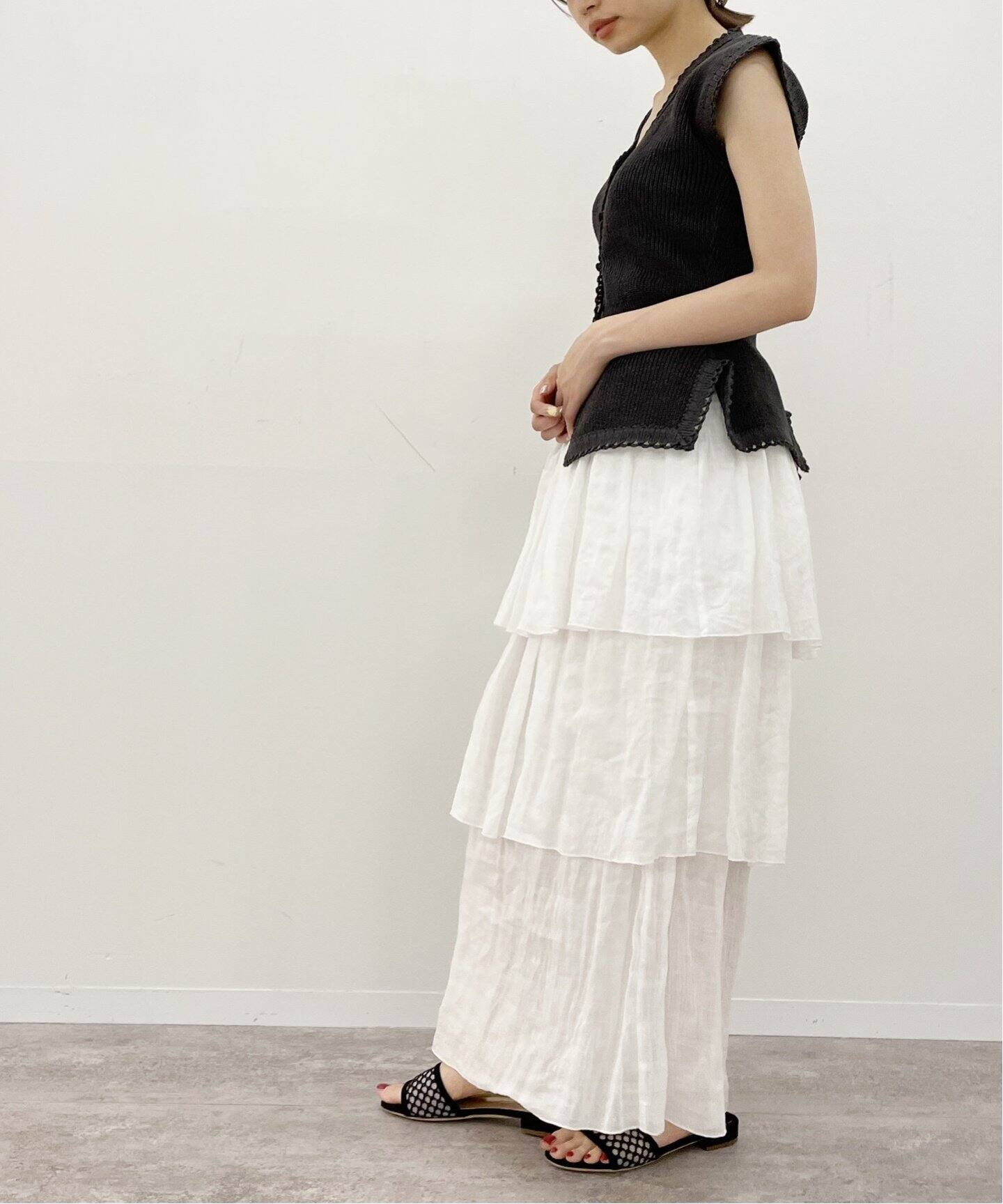 ラミーラッフル ティアードスカート（ロング・マキシ丈スカート  