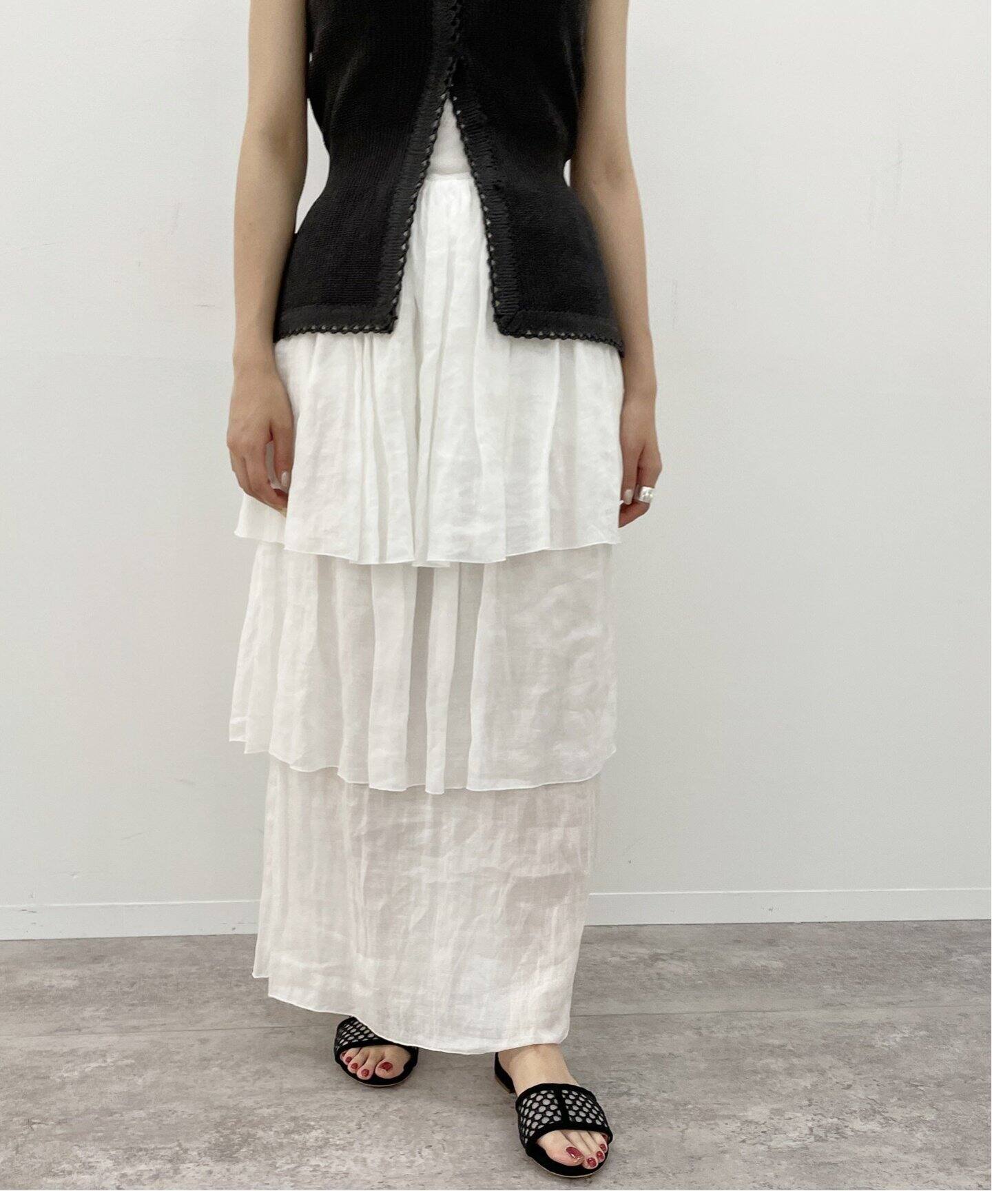 ラミーラッフル ティアードスカート（ロング・マキシ丈スカート  