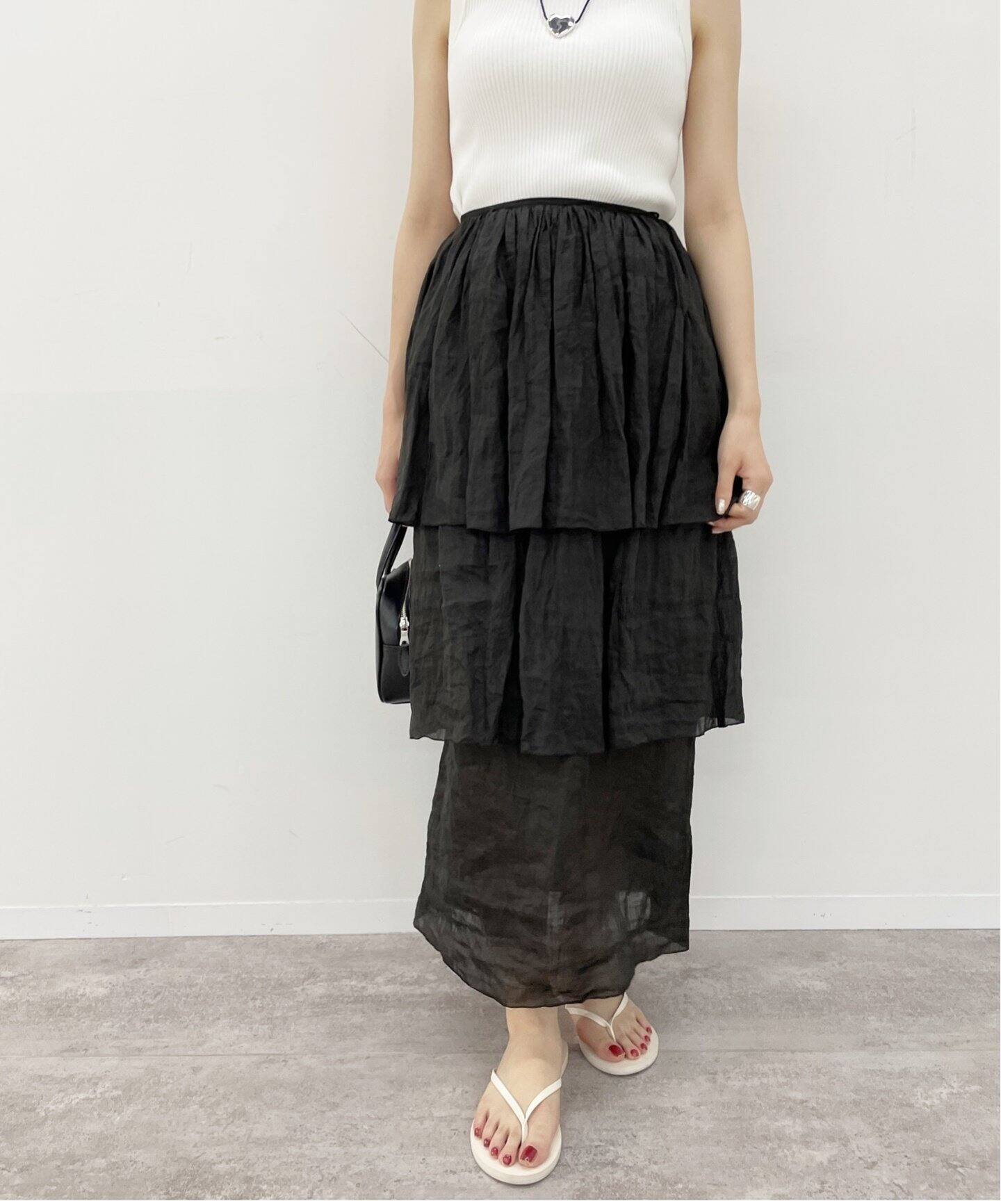 ラミーラッフル ティアードスカート（ロング・マキシ丈スカート  