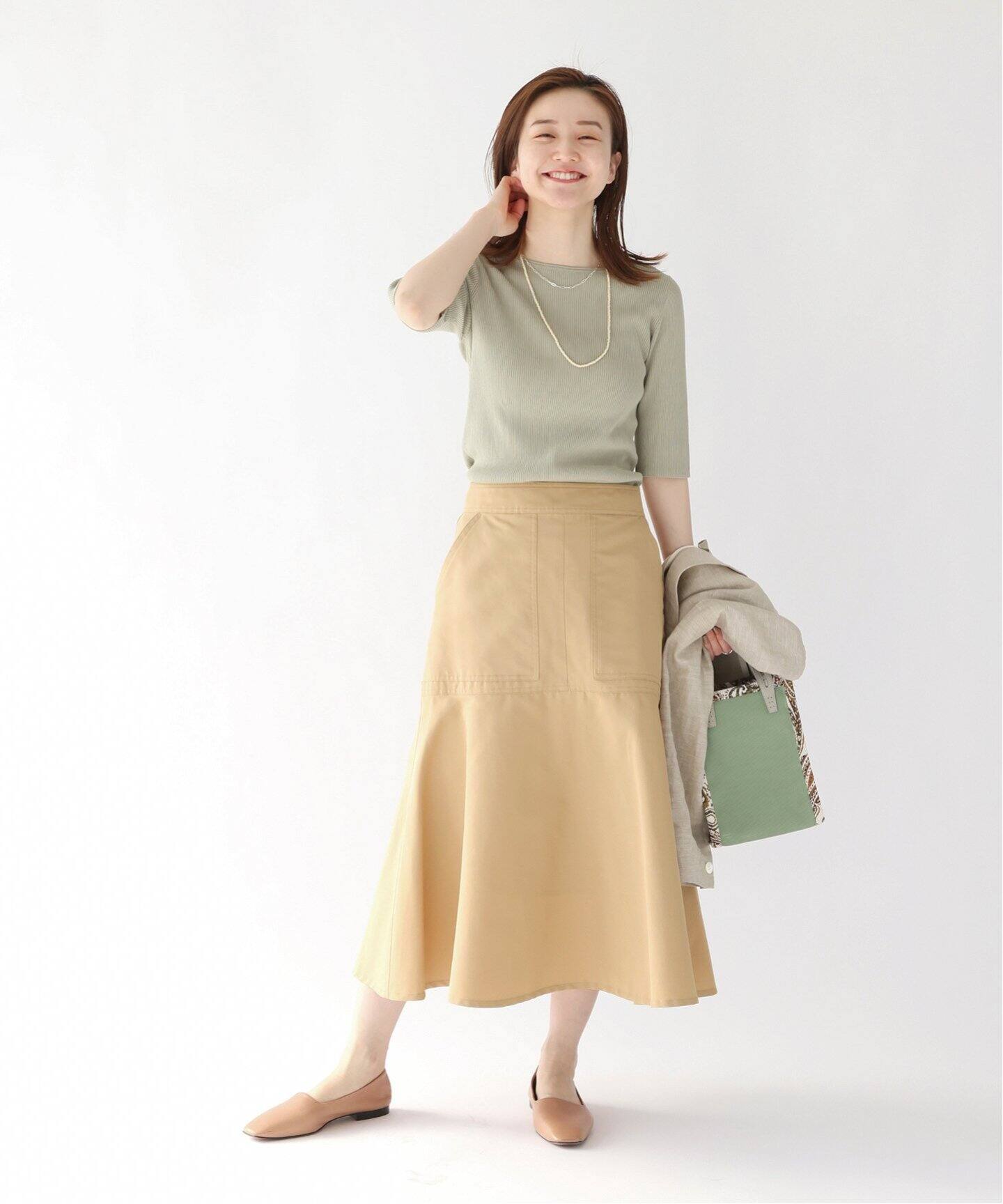 T/Cグログランデザイントラペーズスカート（ロング・マキシ丈スカート  