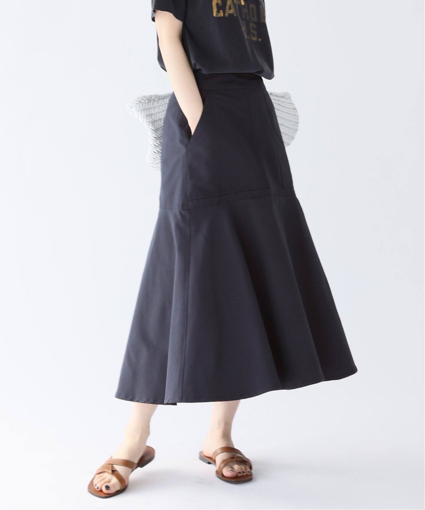 T/Cグログランデザイントラペーズスカート（ロング・マキシ丈スカート  