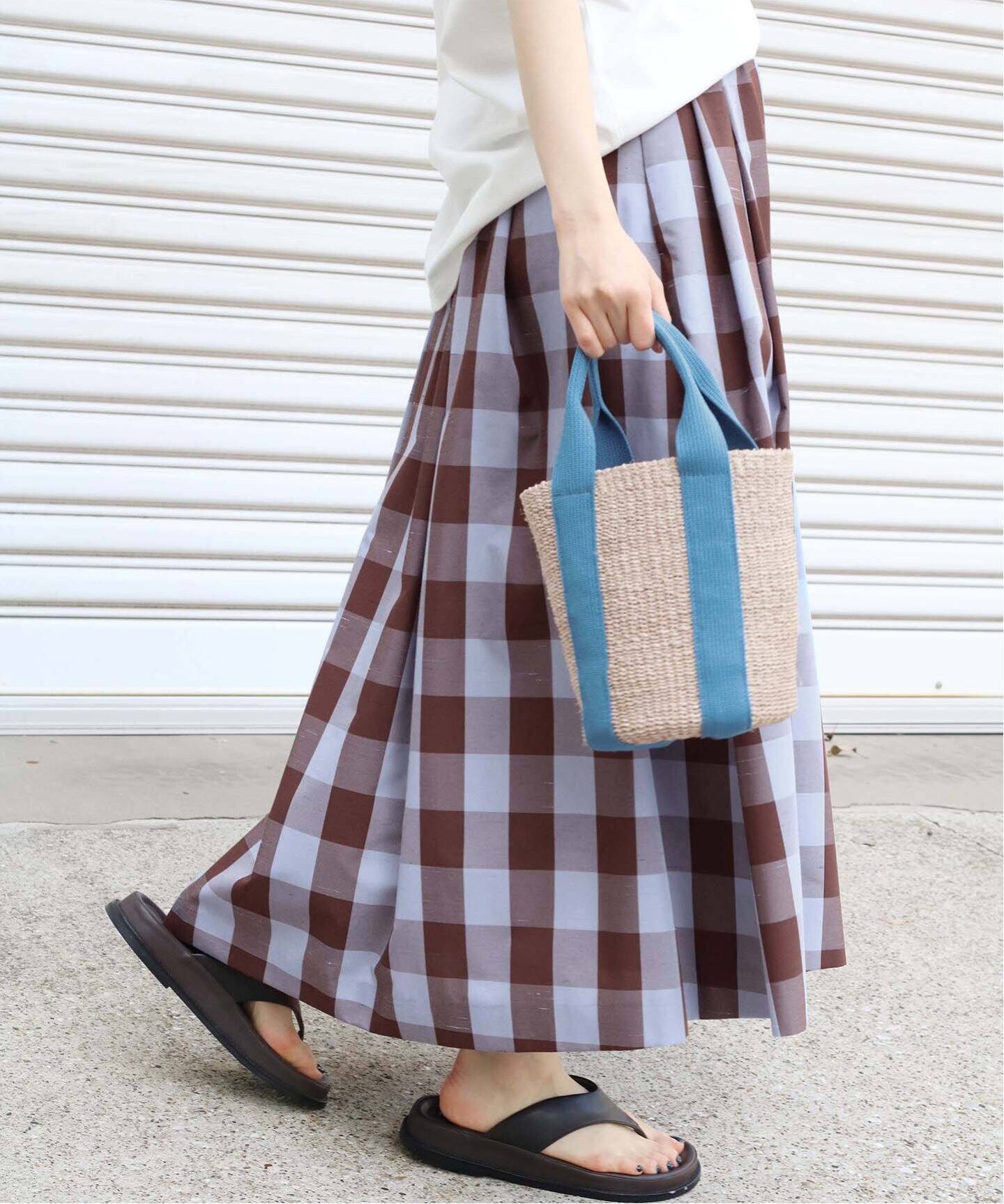 カラーギンガム タックスカート（ロング・マキシ丈スカート）｜IENA  