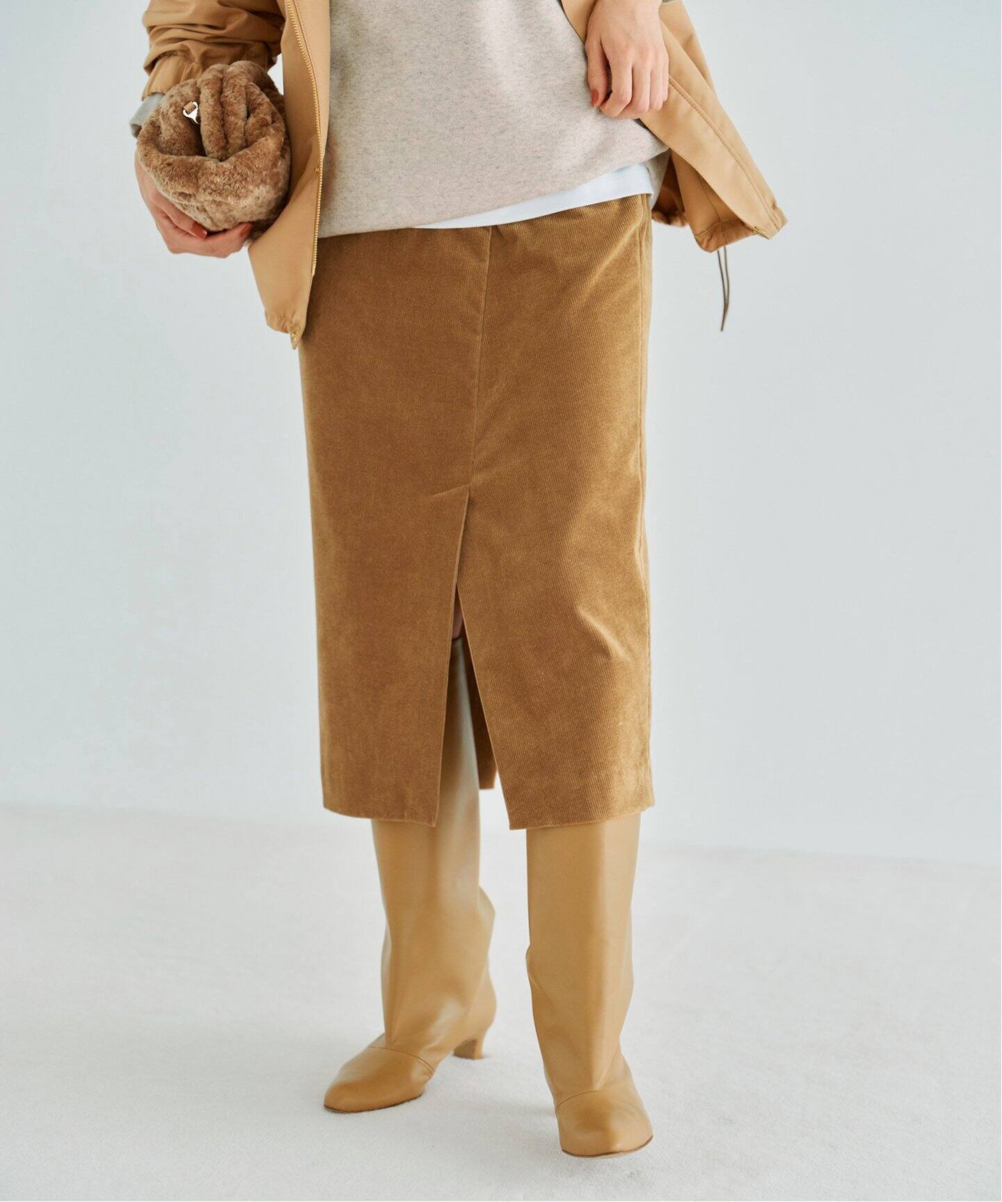 イエナ コーデュロイ スカート キャメル ひざ丈 S 日本製 新品未使用  