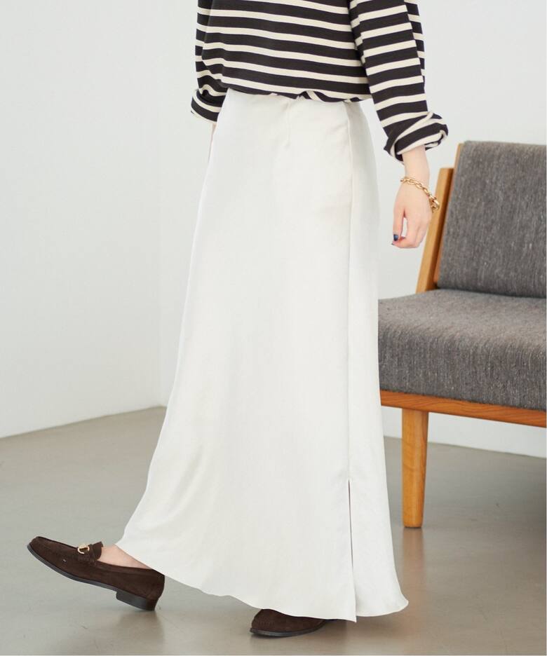 追加》ダブルサテンスカート（ロング・マキシ丈スカート）｜IENA  