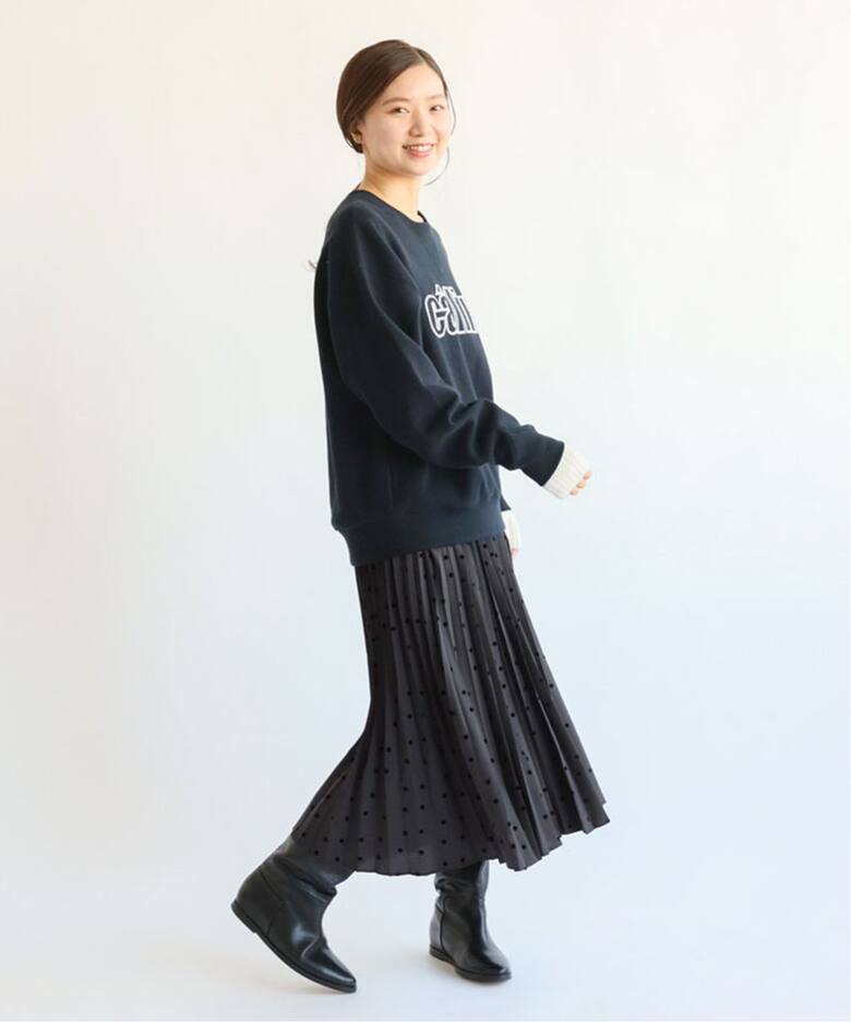 追加》ランダムドットプリーツスカート（ロング・マキシ丈スカート  