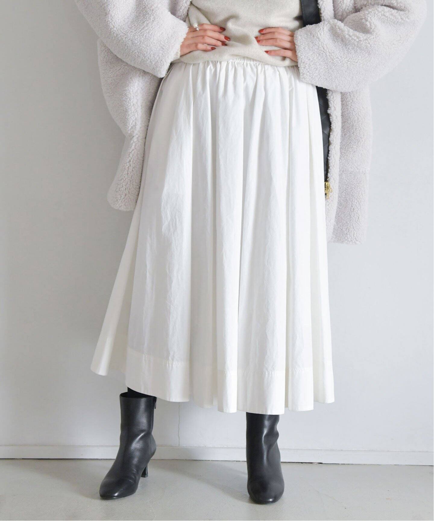 タイプライタータックギャザースカート（ロング・マキシ丈スカート  