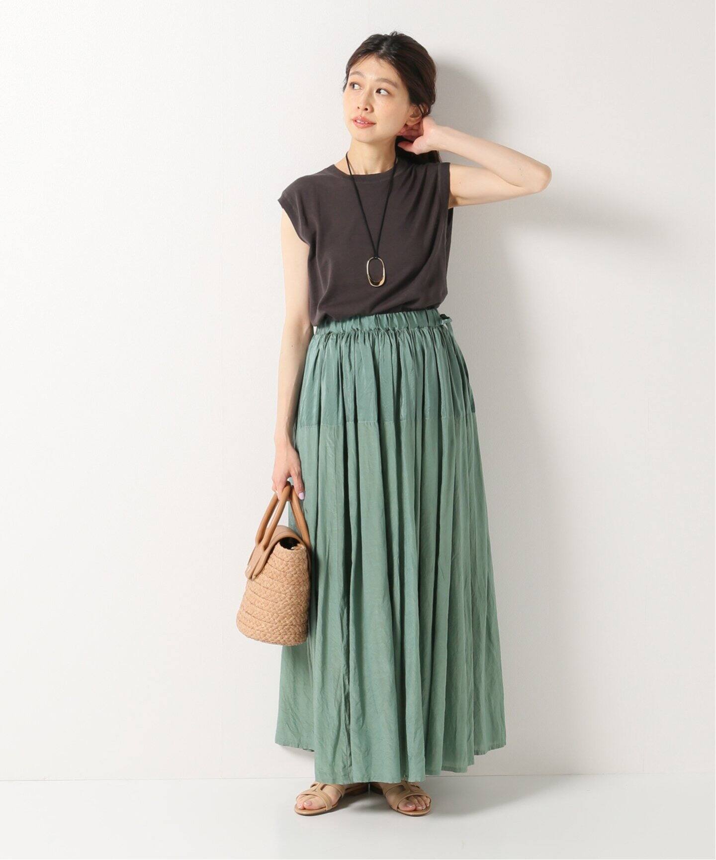 enrica/エンリカ】ギャザースカート（ロング・マキシ丈スカート  