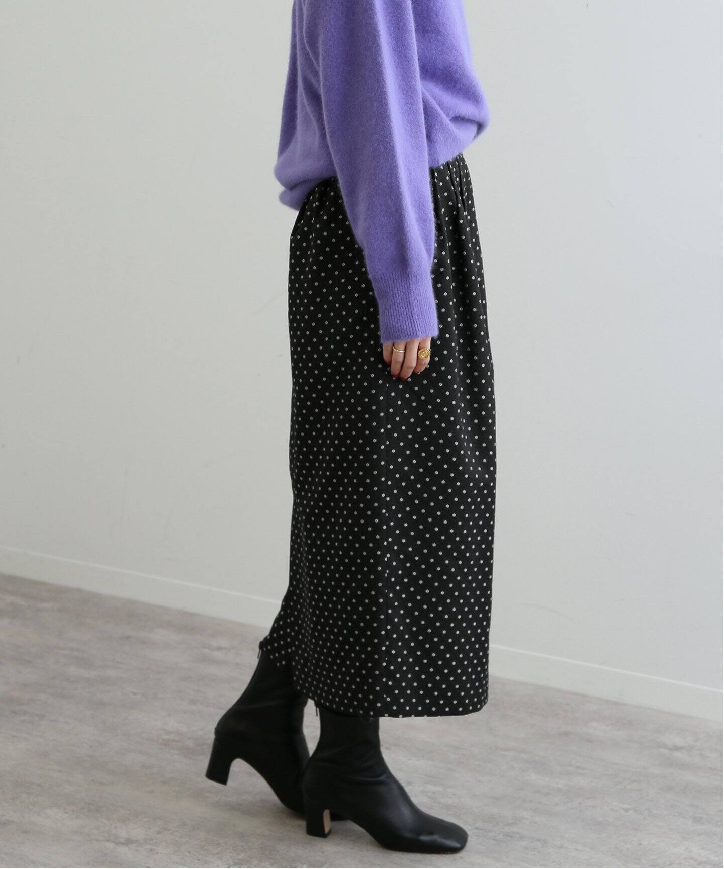 フラワージャガードタックスカート（ロング・マキシ丈スカート  