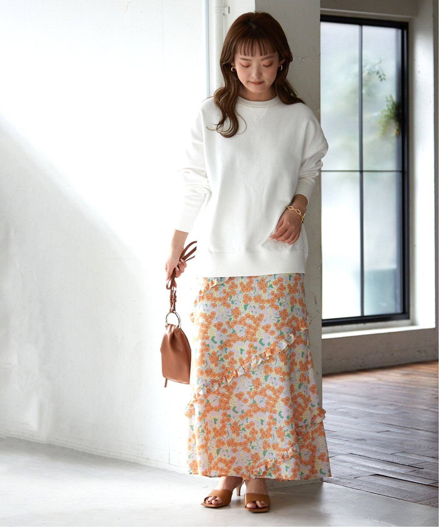 レトロフラワースカート◇（ロング・マキシ丈スカート）｜SLOBE IENA  