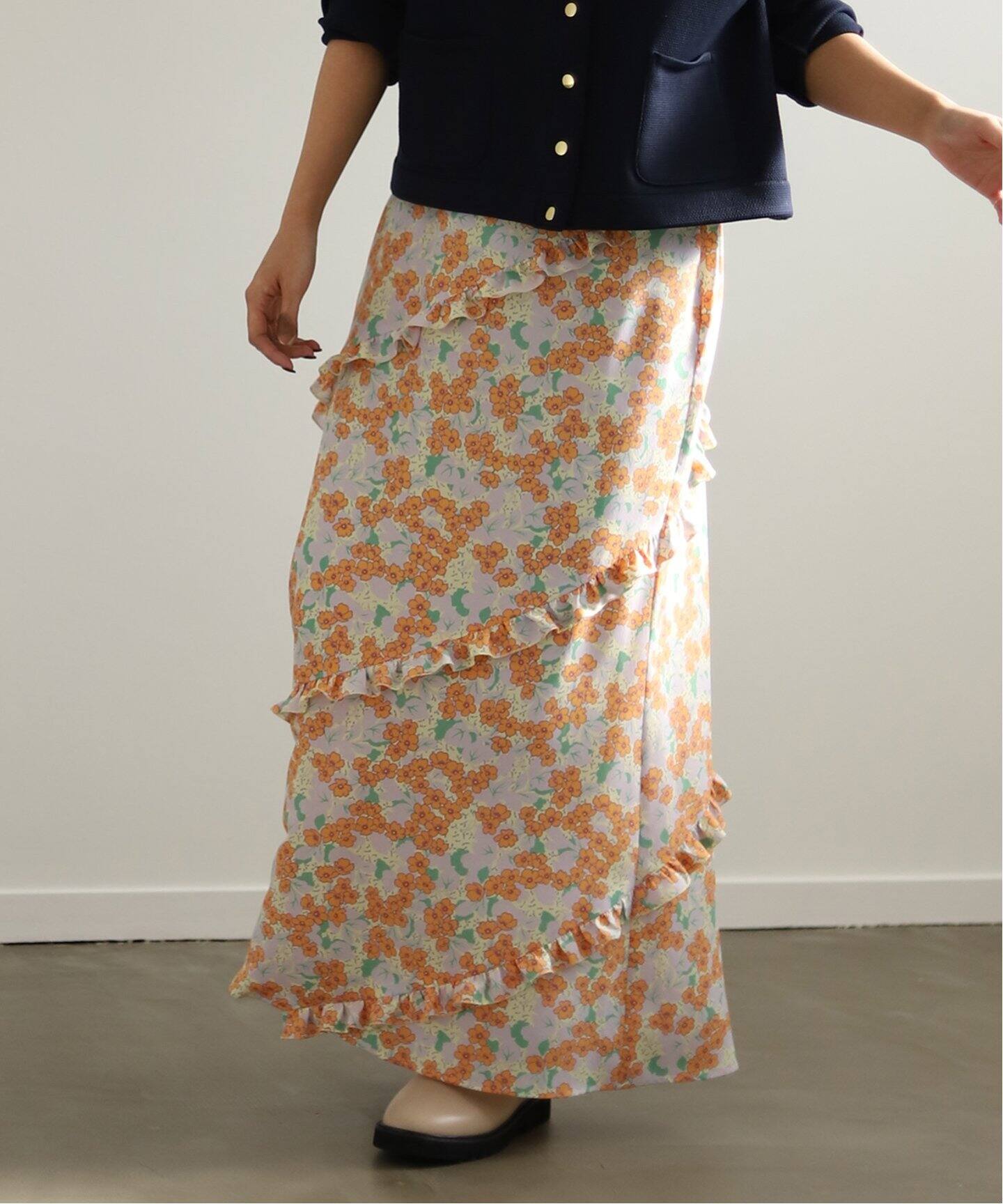 レトロフラワースカート◇（ロング・マキシ丈スカート）｜SLOBE IENA  