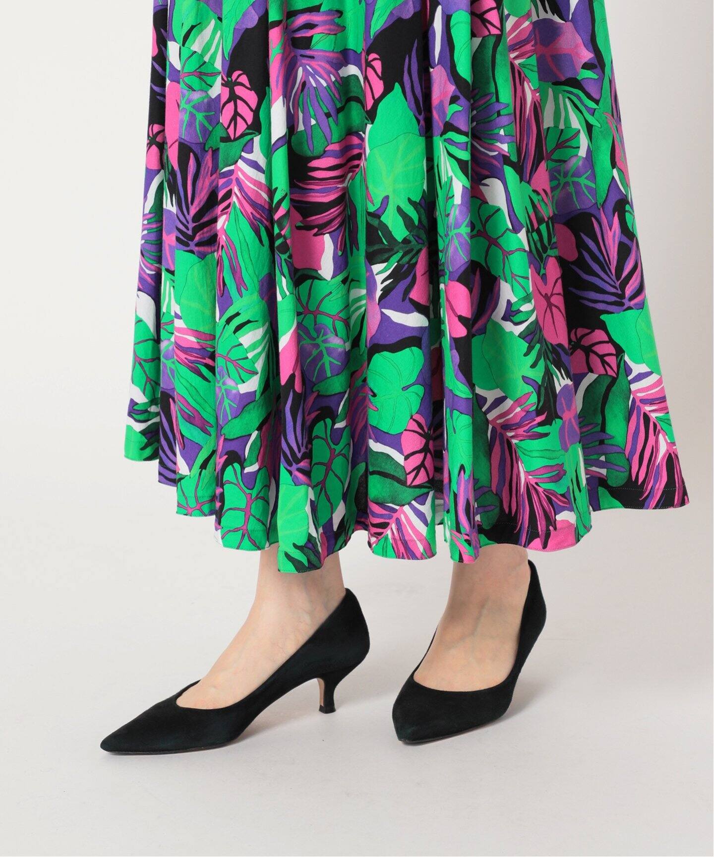 IENA LA BOUCLE リーフプリントサーキュラースカート（ロング・マキシ  